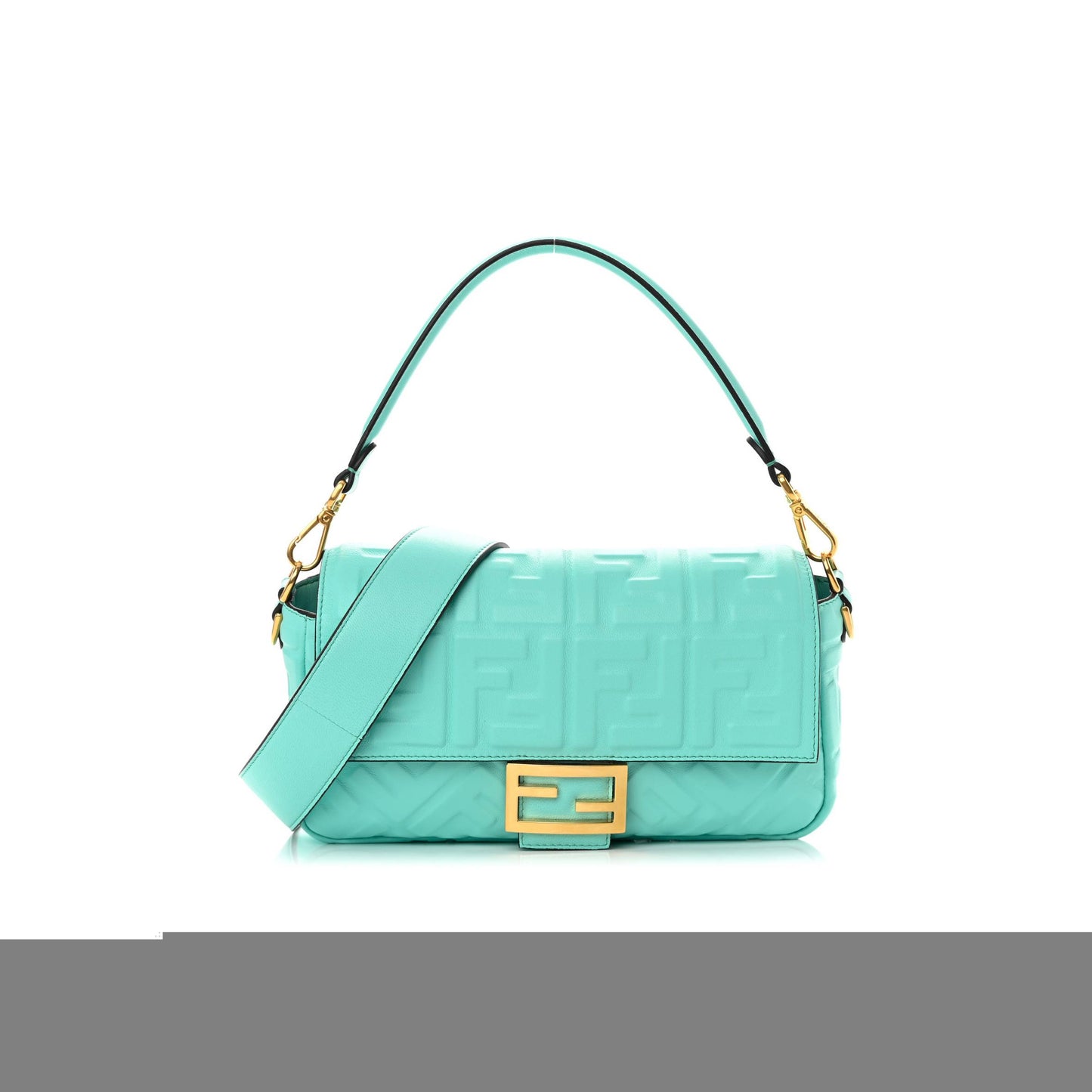 F**di nappa ff 1974 embossed baguette spring turquoise (27*15*5cm)