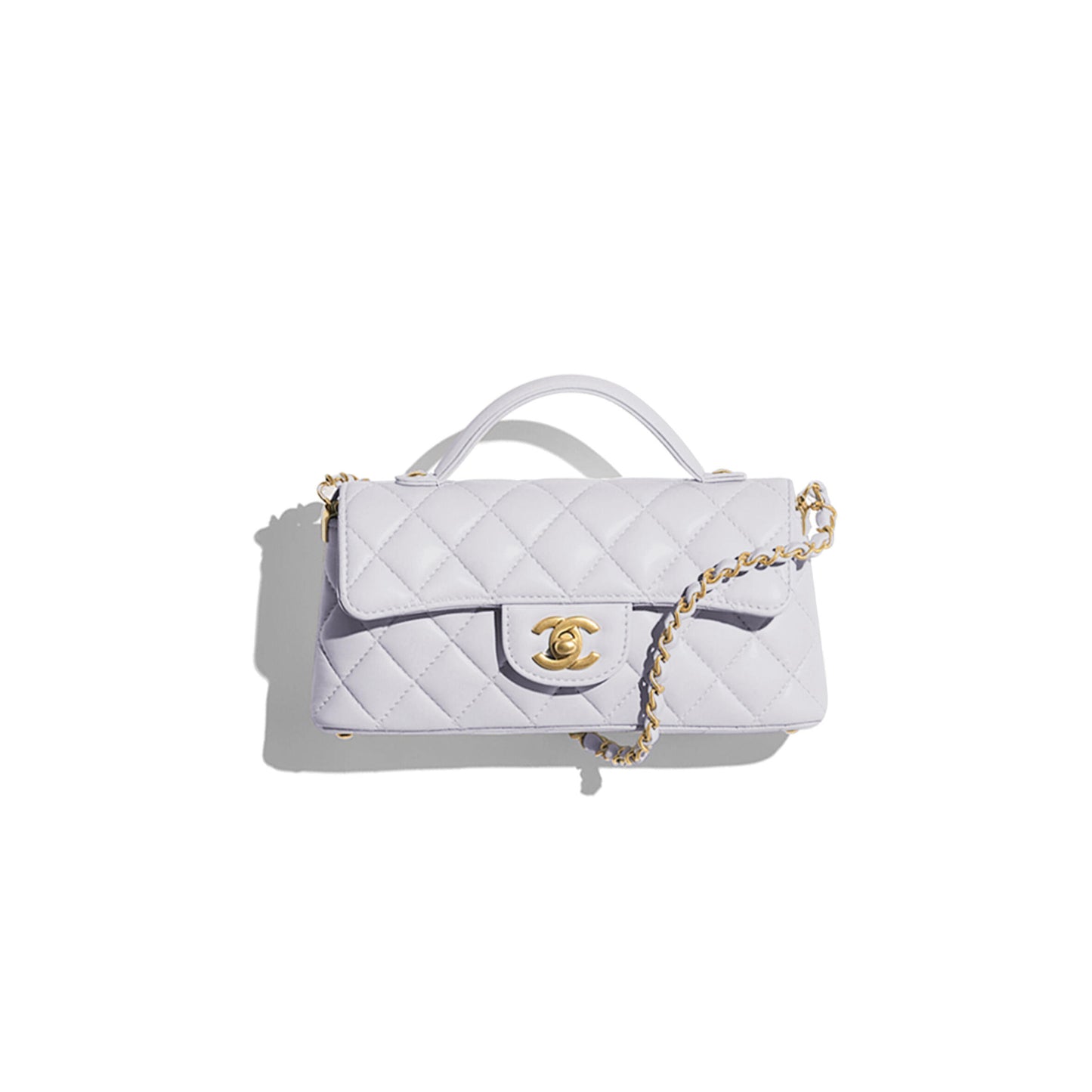 Ch*el mini flap bag with top handle lambskin & gold-tone metal as5354 (20*14*5.5cm)