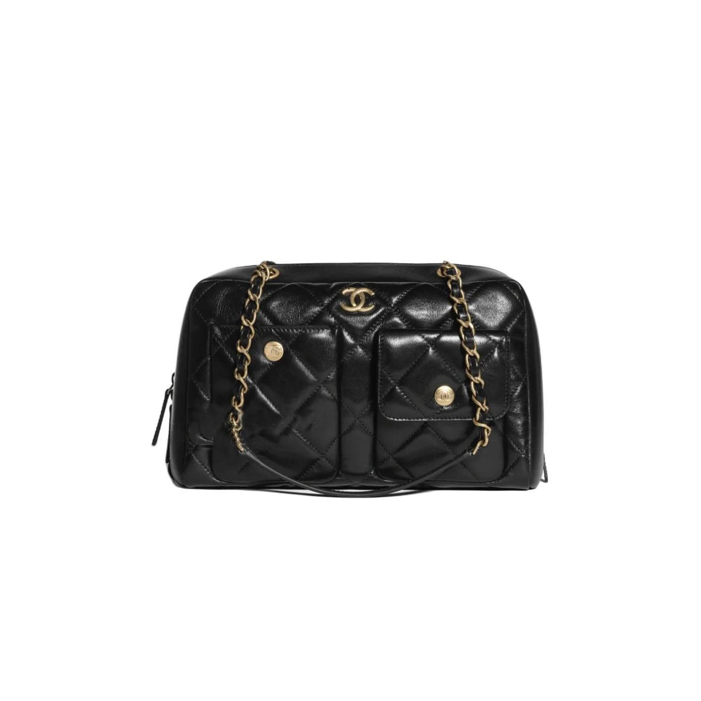 Ch**el calfskin crossbody bag shoulder bag women''s black as4933 (32*19*11cm)