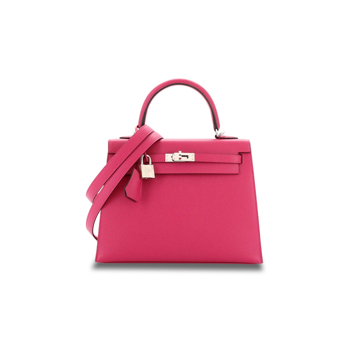 H**mes kelly handbag rose pourpre epsom with palladium hardware 25 (25*17*7cm)