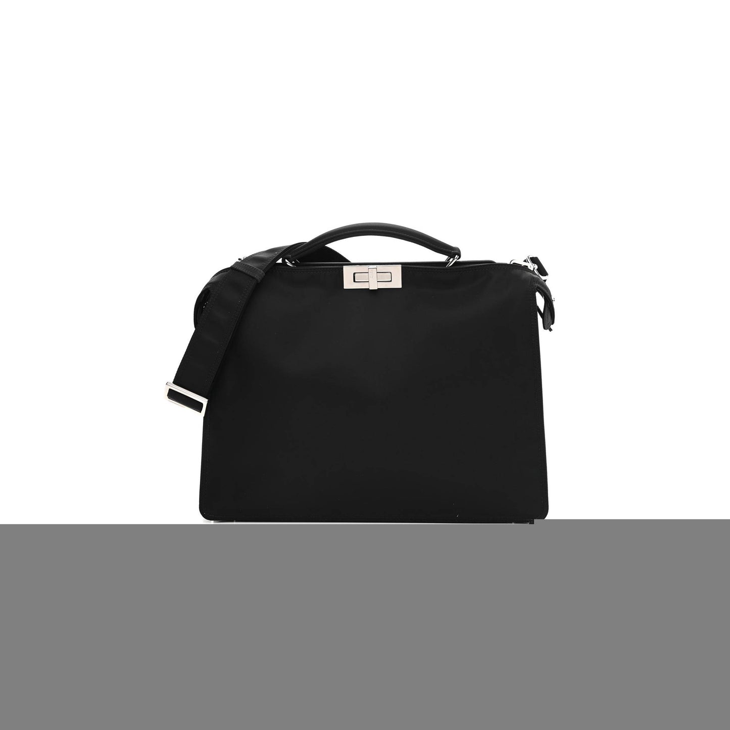 F**di nylon vitello cover logo embossed medium peekaboo i see u satchel black white (38*29*11cm)