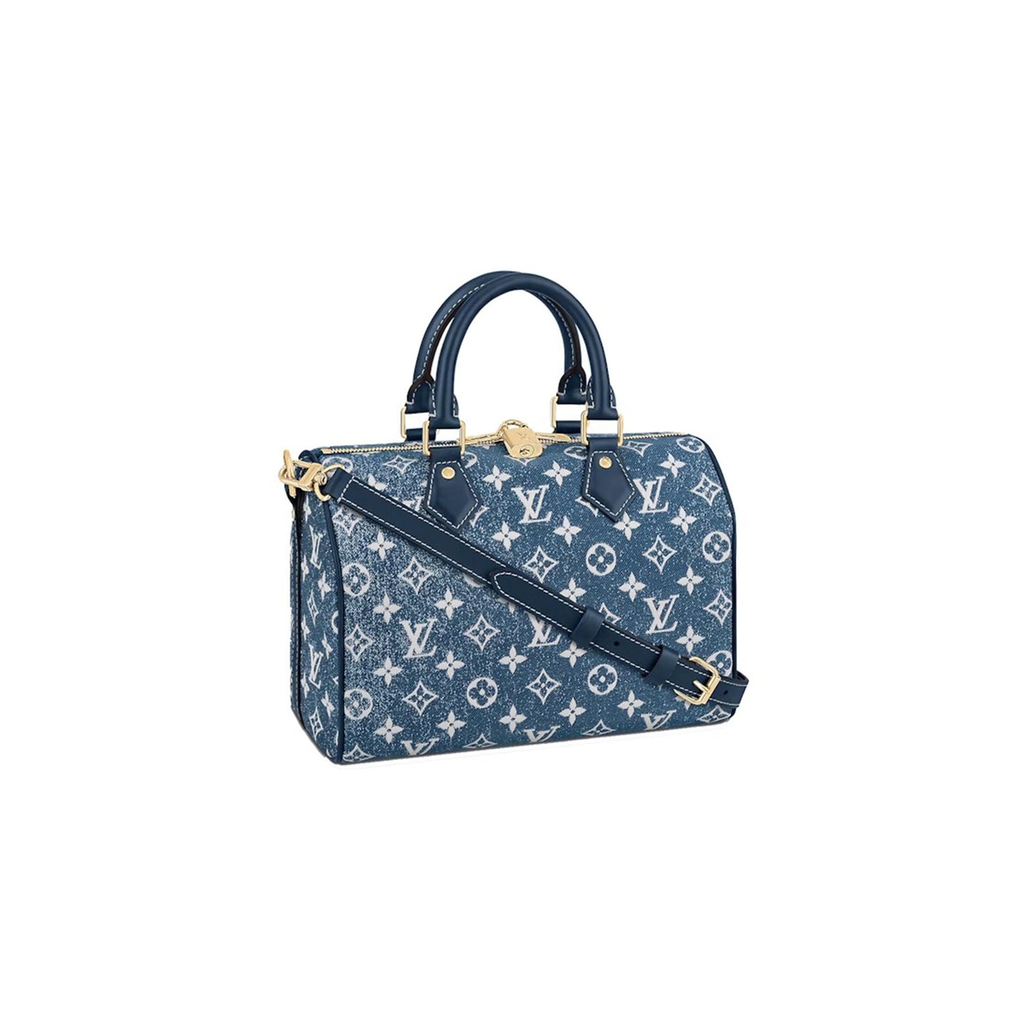 l0vis Vvtt0n denim monogram jacquard speedy bandouliere 25 bleu m59609 (25*19*15cm)