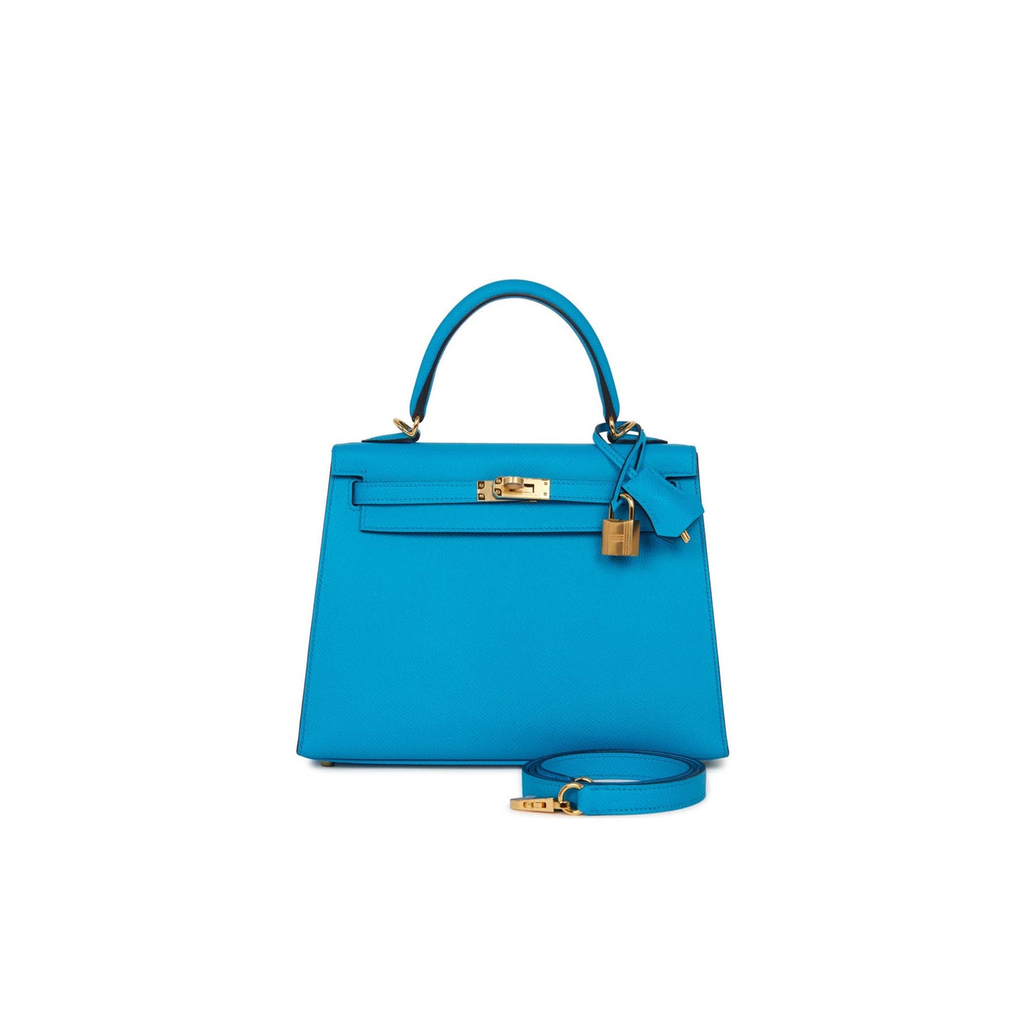 H**mes kelly sellier 25 bleu frida epsom gold hardware (25*17*7cm)