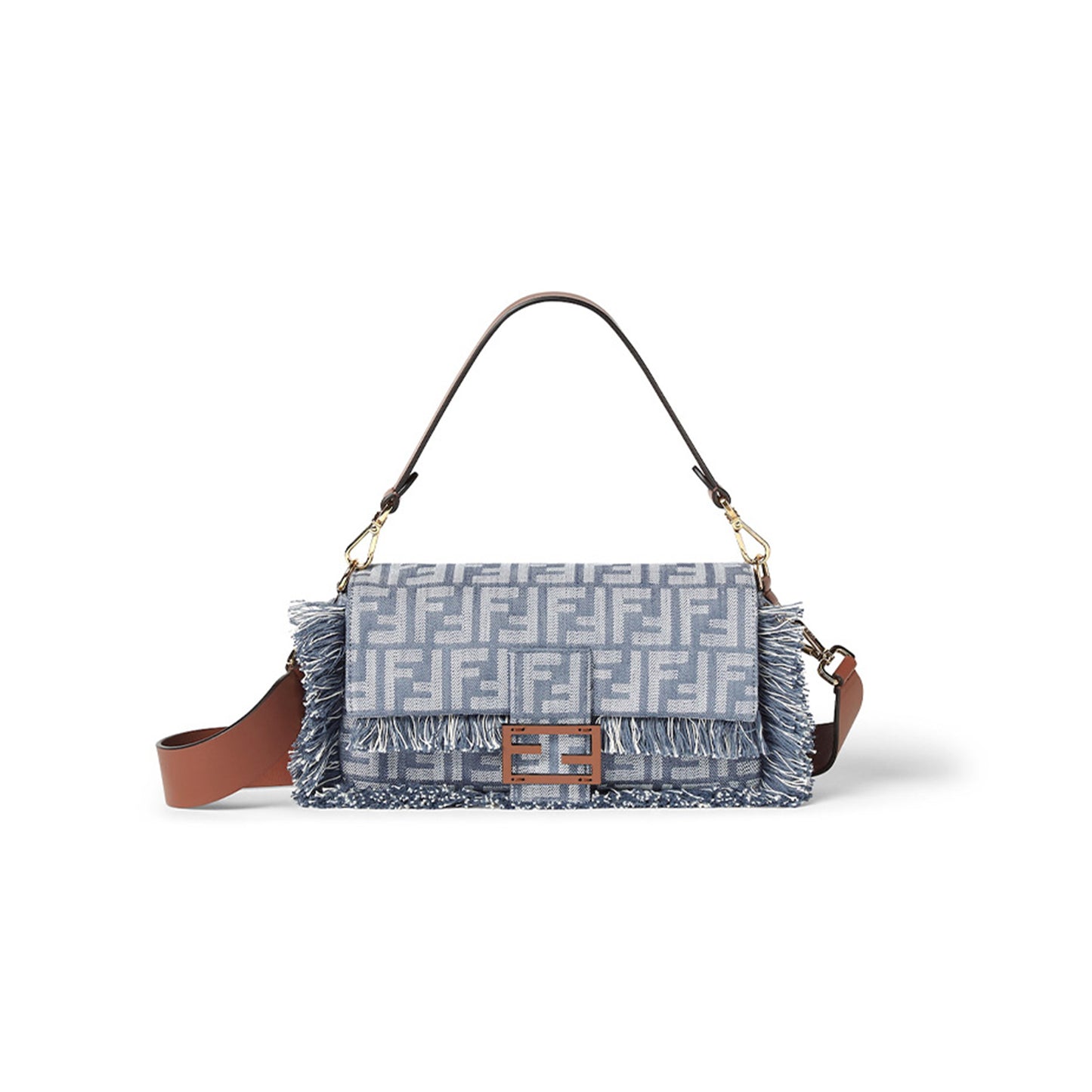 F**di baguette blue denim effect ff jacquard bag 8br600aut4f1sxq (27*15*6cm)