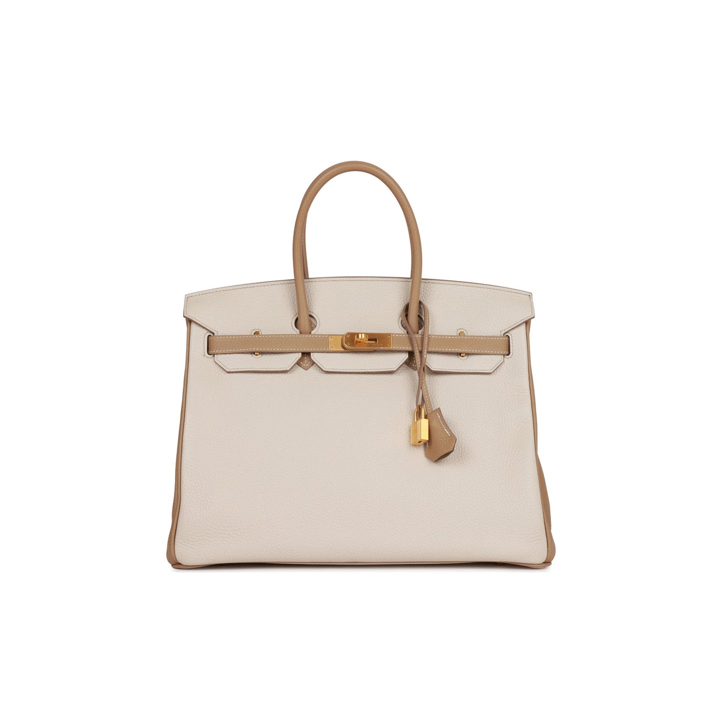 H**mes special order (hss) birkin 35 craie and trench clemence brushed gold hardware (35*25*18cm)