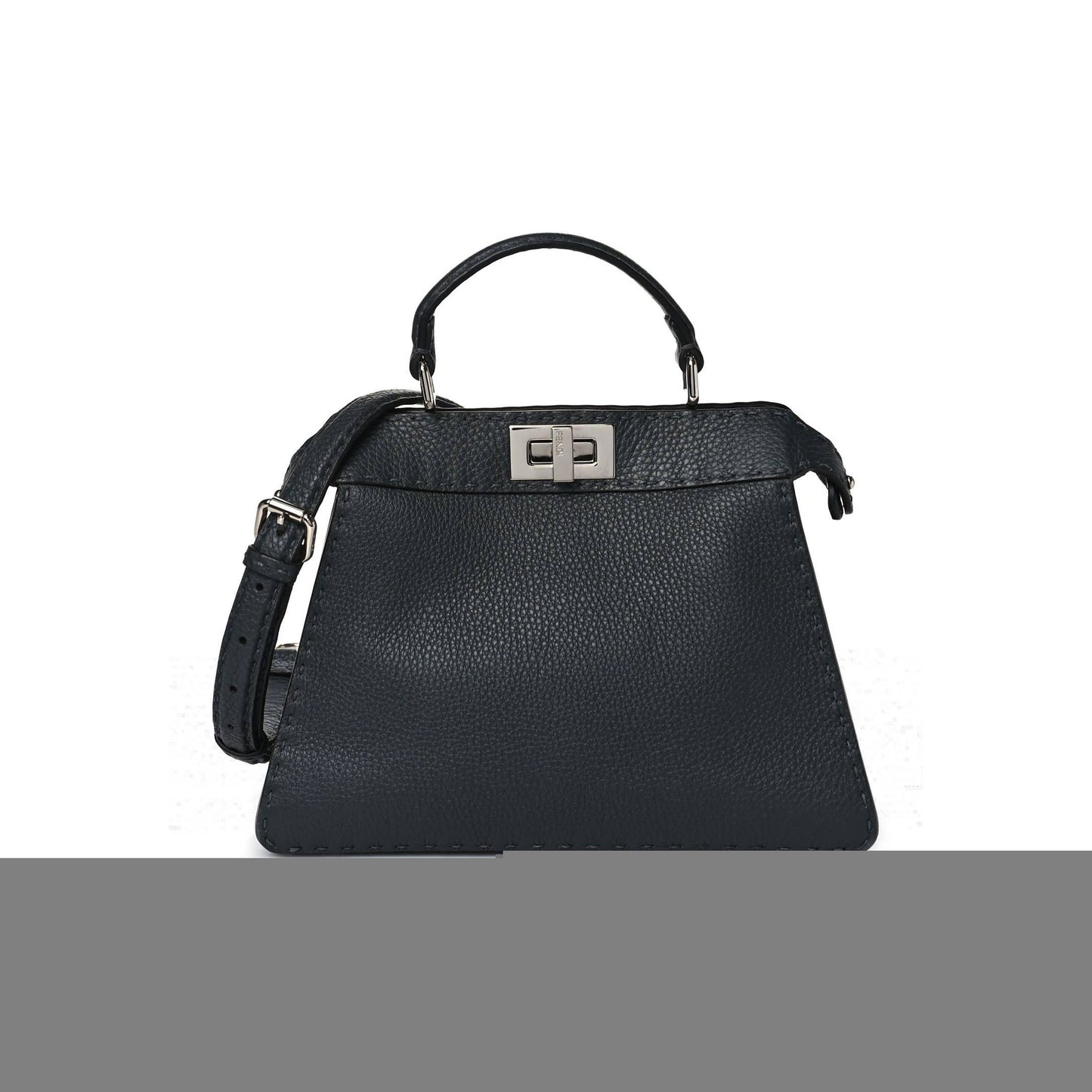 F**di cuoio romano selleria chamois small peekaboo i see u satchel asfalto camelia (27*20*11cm)