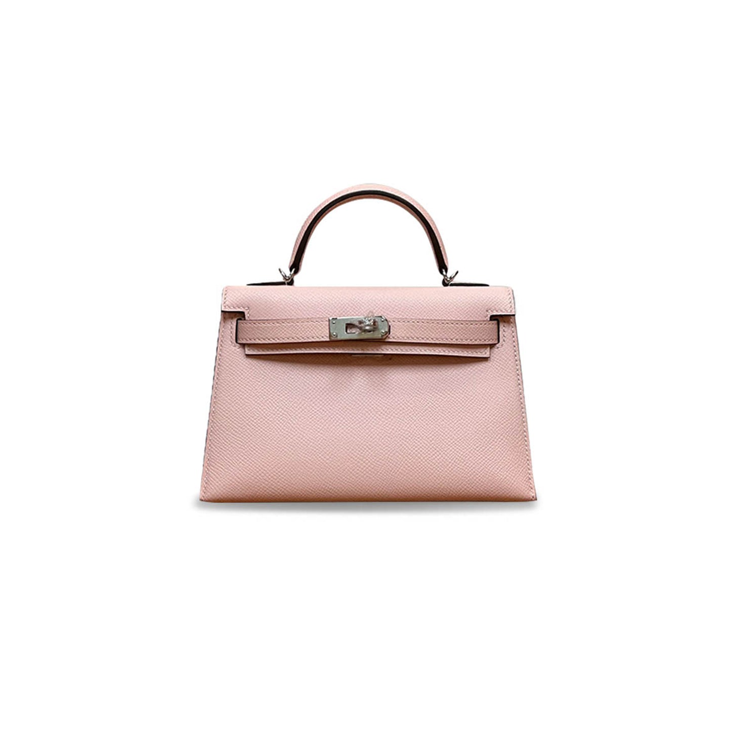 H**mes master mini kelly ii epsom 3q cherry blossom pink silver buckle (19*12*5.5cm)