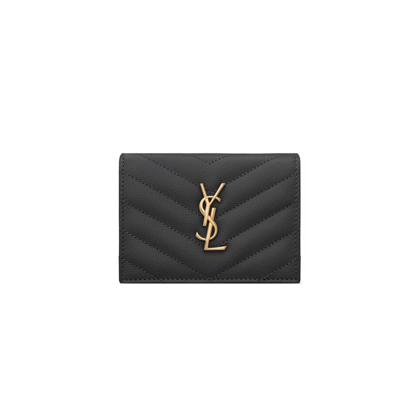 Y*L cassandre matelassÉ flap card case in grain de poudre leather 668290bowa11000 (11*8.5*3cm)