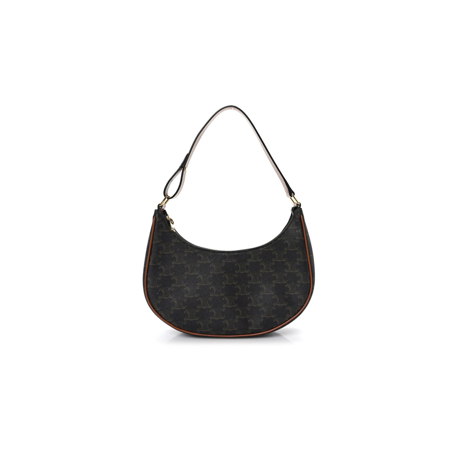 Ce**e triomphe canvas calfskin ava shoulder bag tan (24*12*7cm)