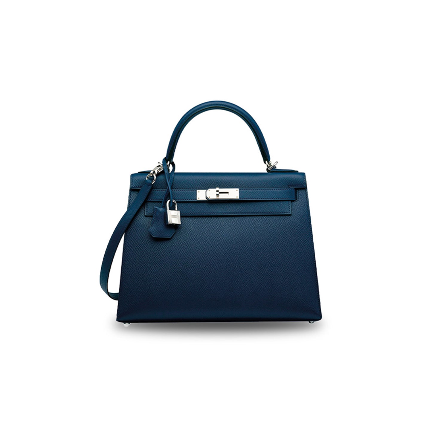 H**mes an indigo kelly 25 with palladium hardware (25*17*7cm)