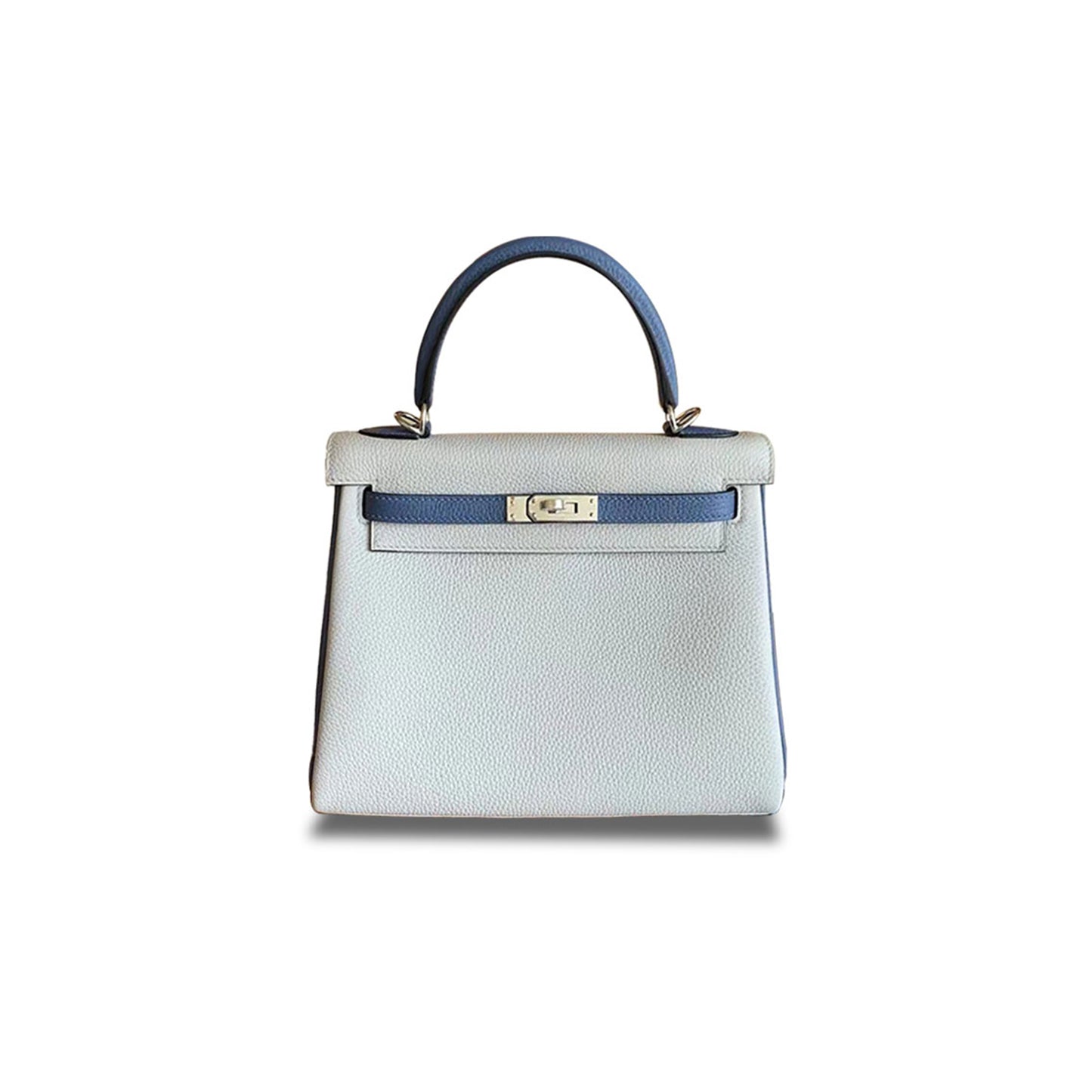 H**mes master kelly 25 togo haze blue and agate blue silver buckle (25*17*7cm)
