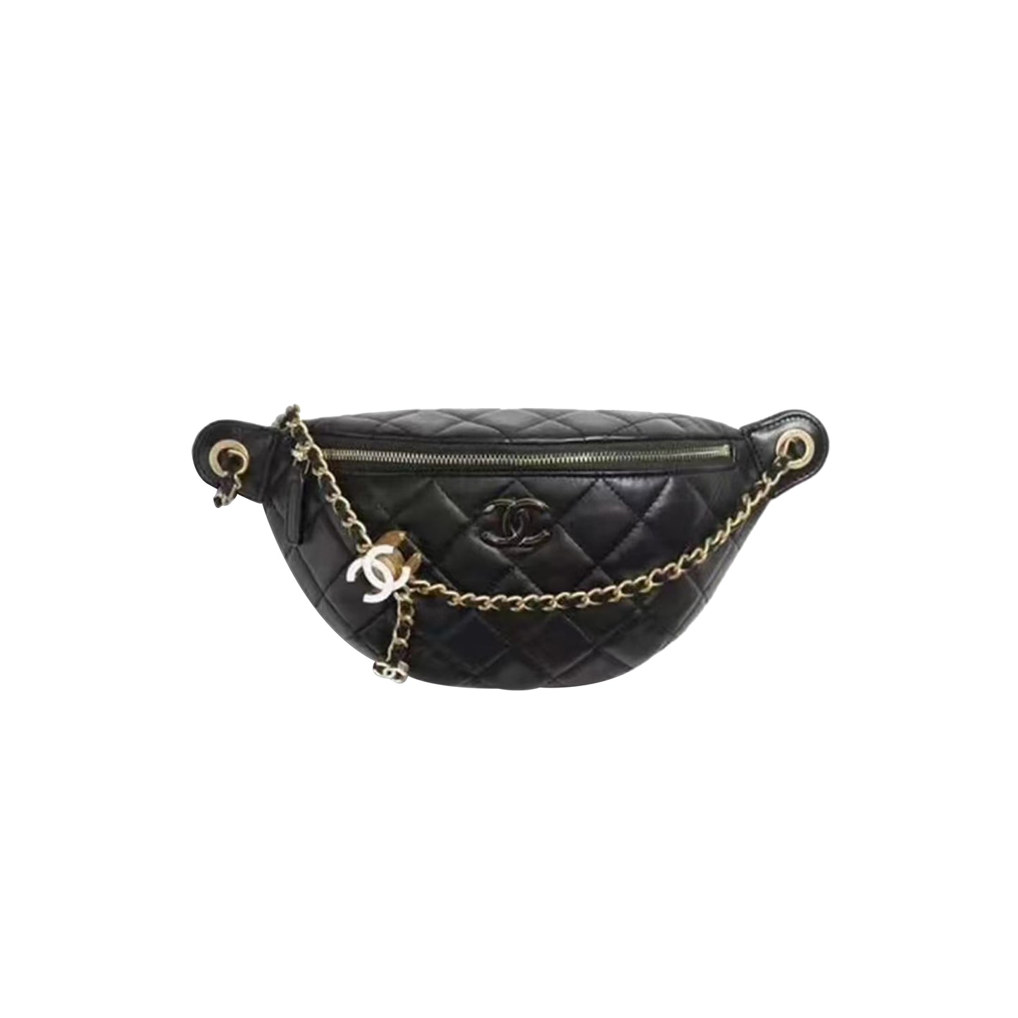 Ch*el 24a brand logo quilted leather crossbody shoulder bag black ap4113 (28*12*6cm)