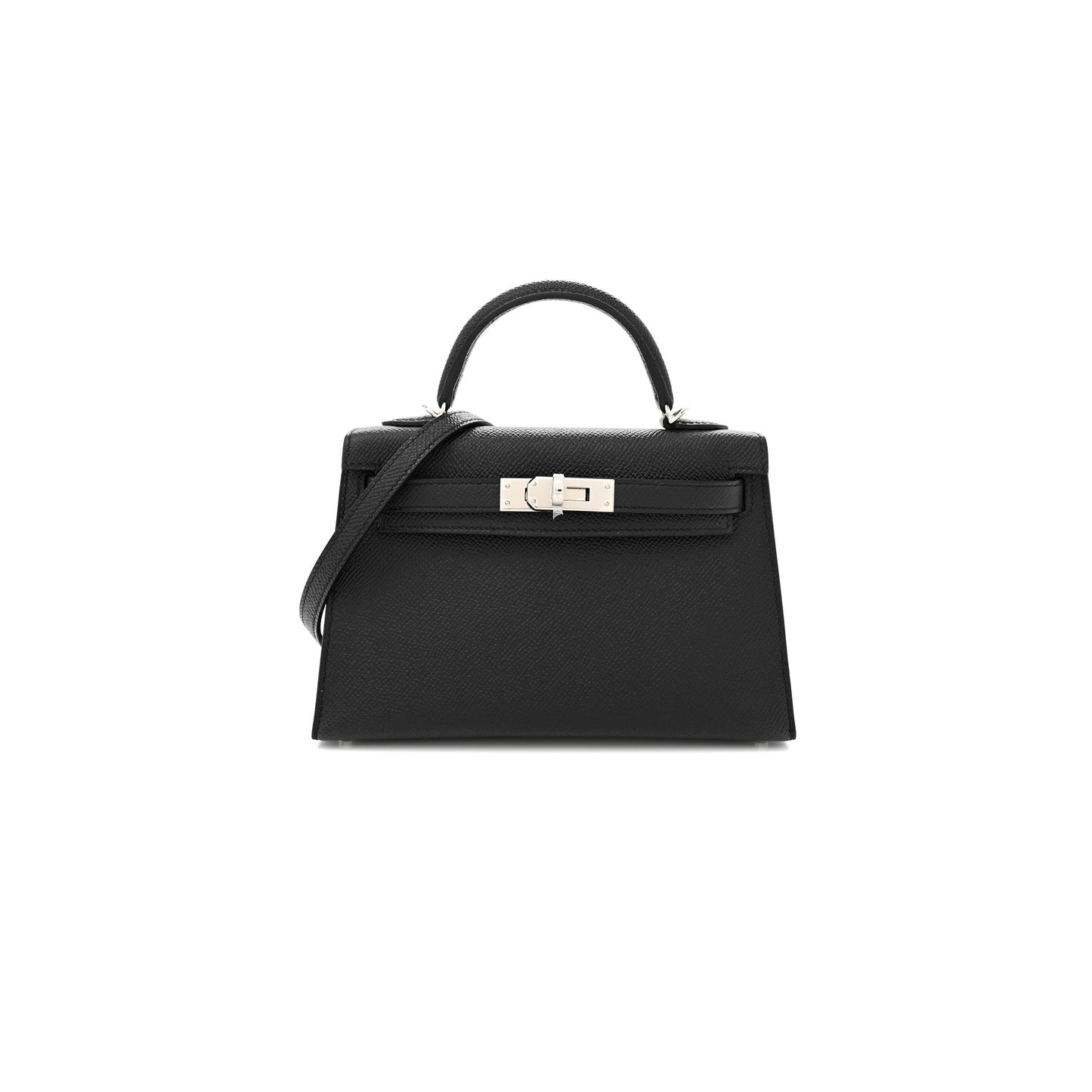 H**mes epsom mini kelly sellier 20 black silver buckle (19*12*5.5cm)