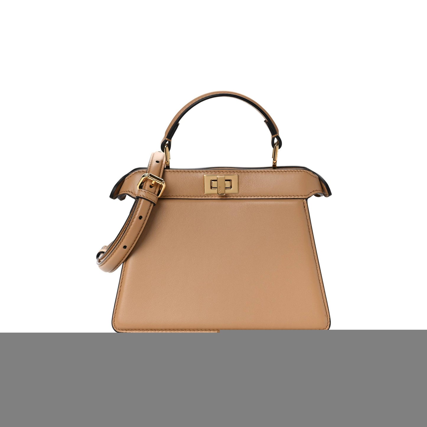 F**di shiny nappa petite peekaboo i see u satchel miele scuro (20*15*9cm)