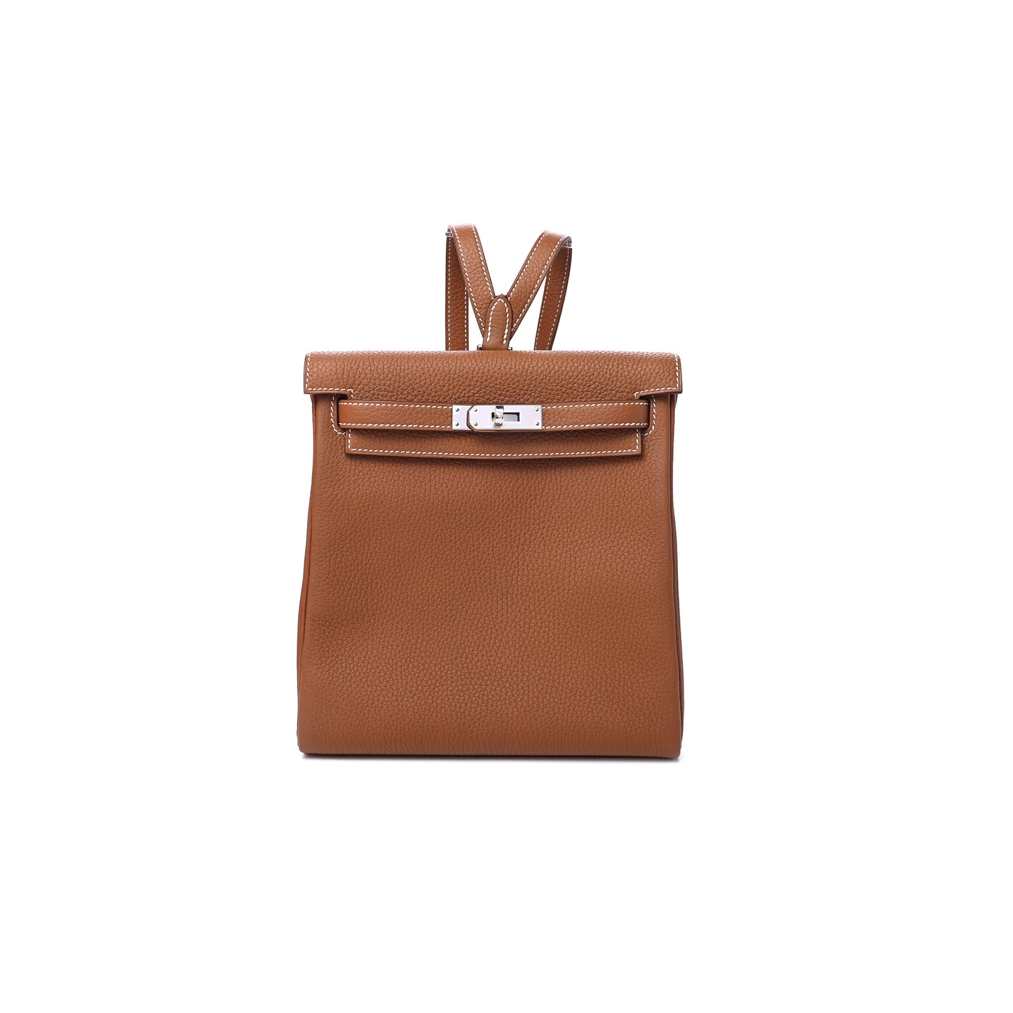 H**mes master taurillon clemence kelly ado backpack gold (23*22*10cm)