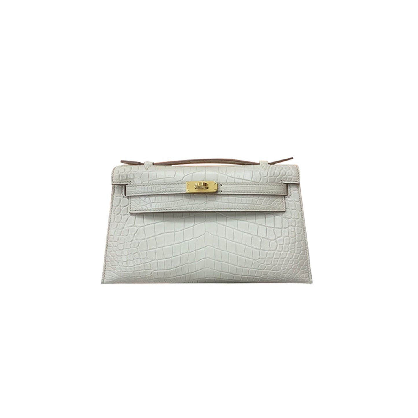 H**mes master kelly mini crocodile milkshake platinum buckle (22*14*7cm)