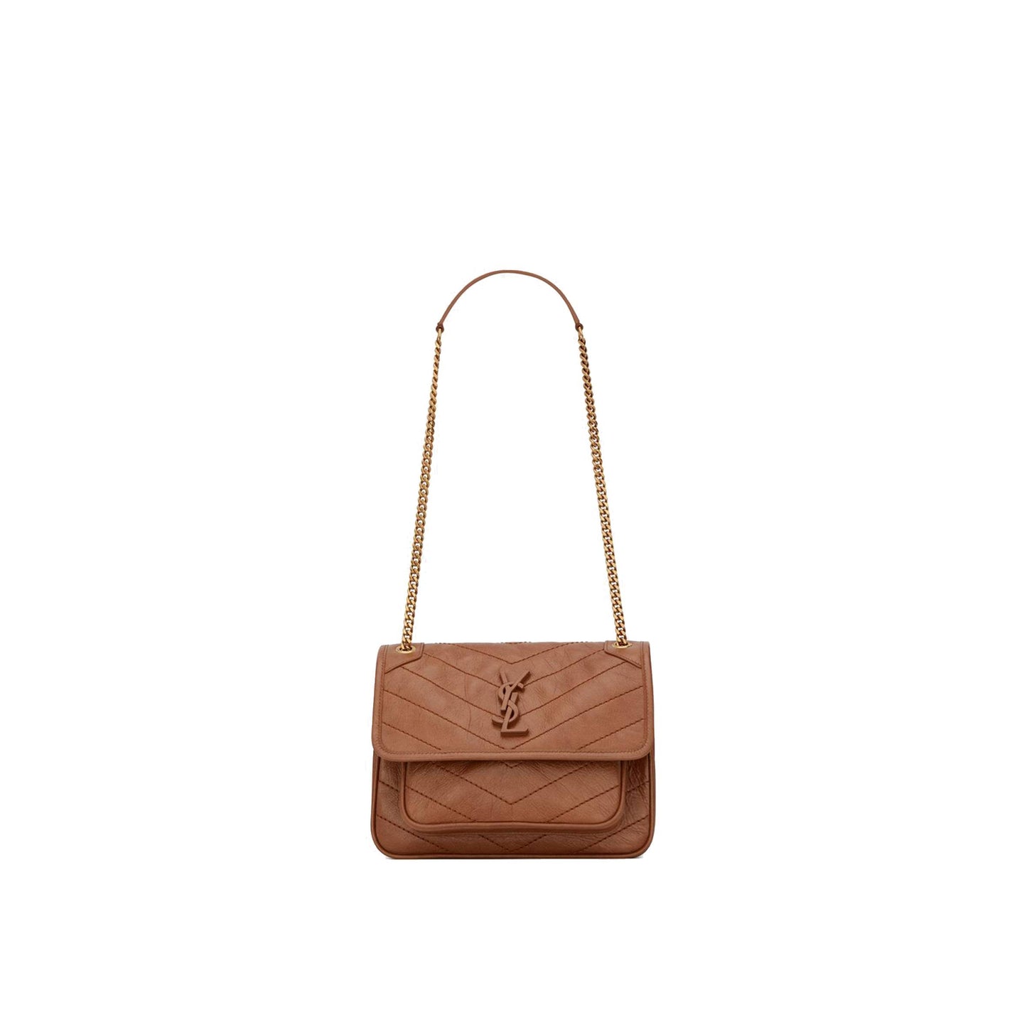 Y*L niki baby chain bag in crinkled vintage vegetable-tanned leather 6331601yg072522 (21*16*7.5cm)