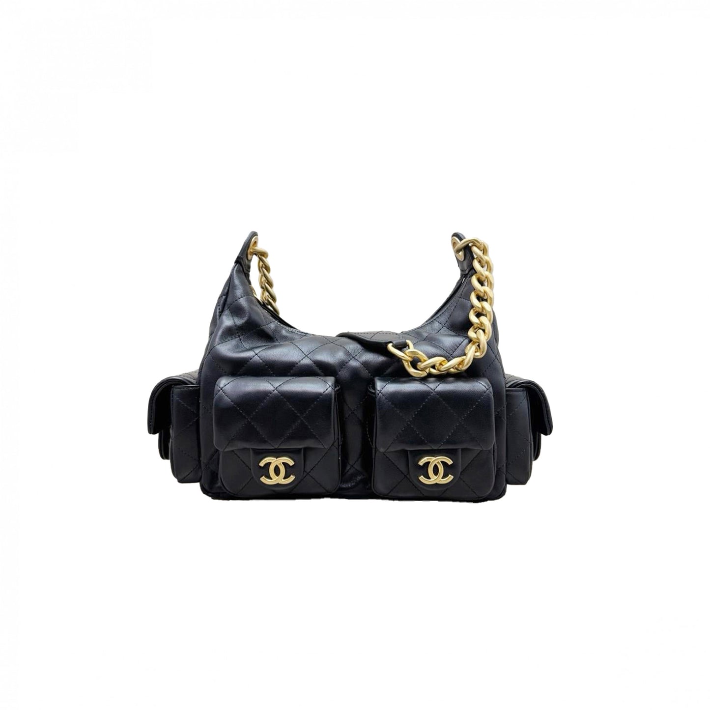 Ch*el shiny lambskin gold-tone metal black as5339 (31*22*15cm)