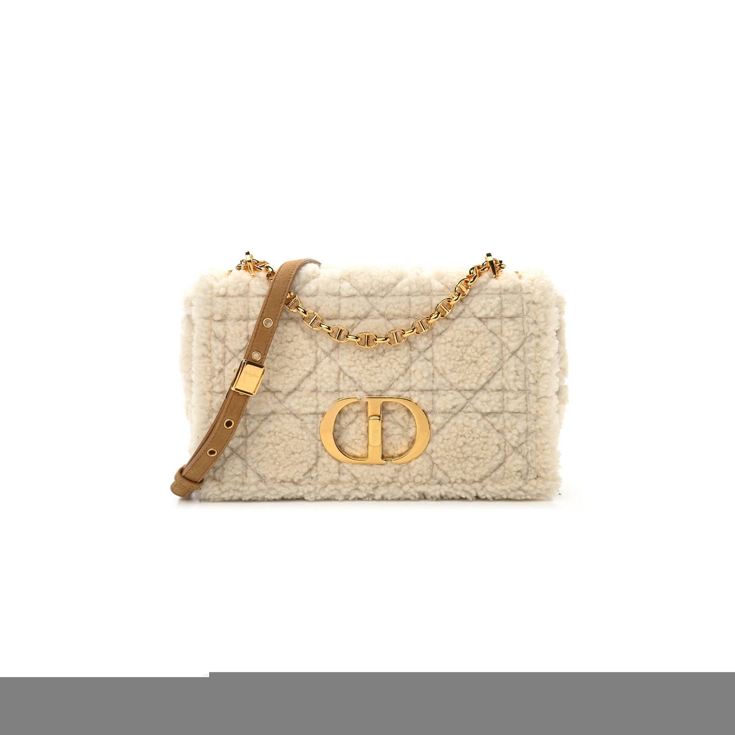 D*or shearling cannage medium caro bag natural (28*17*9.5cm)