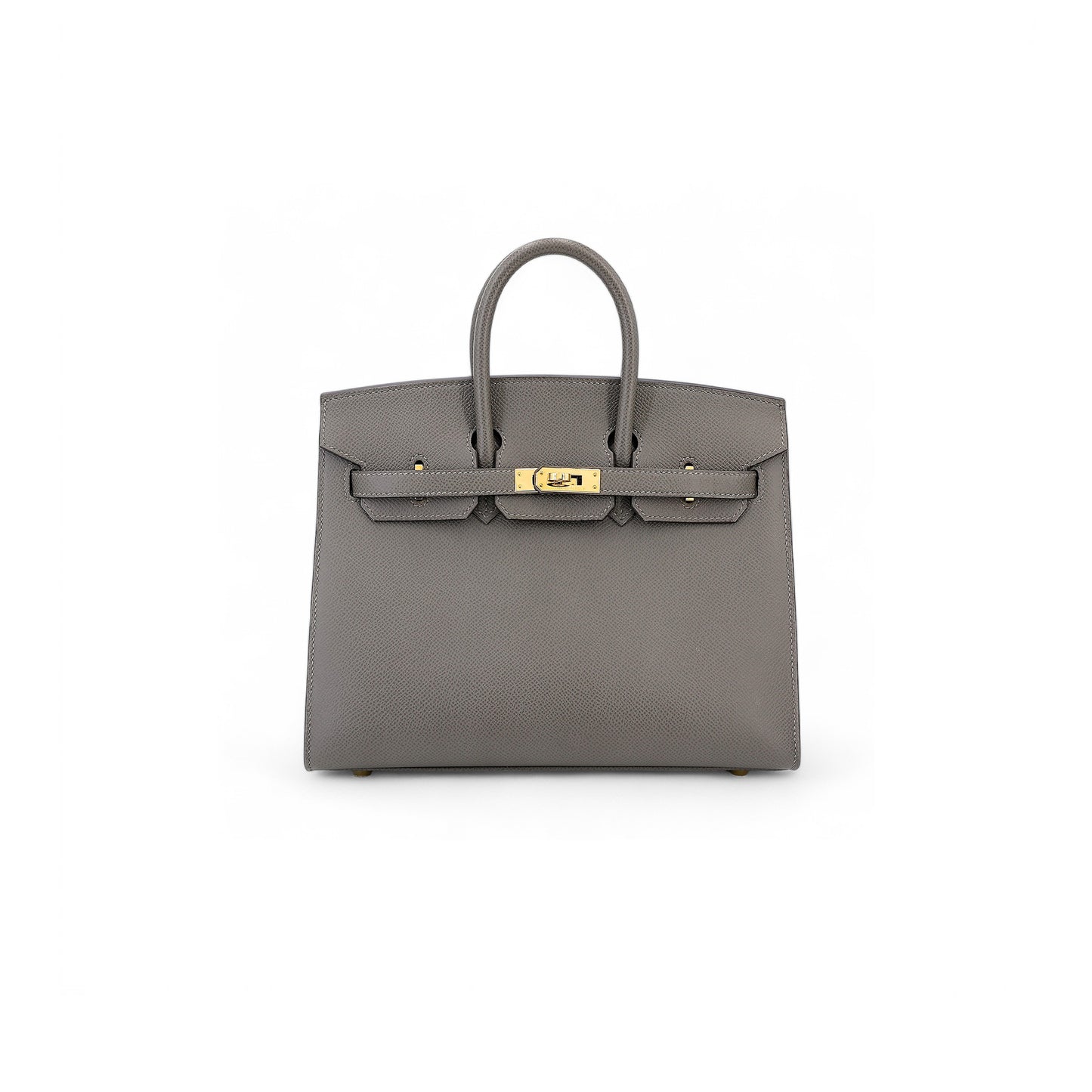 H**mes birkin 25 epsom leather pewter grey gold buckle luxury bag 2935397569 (25*20*13cm)