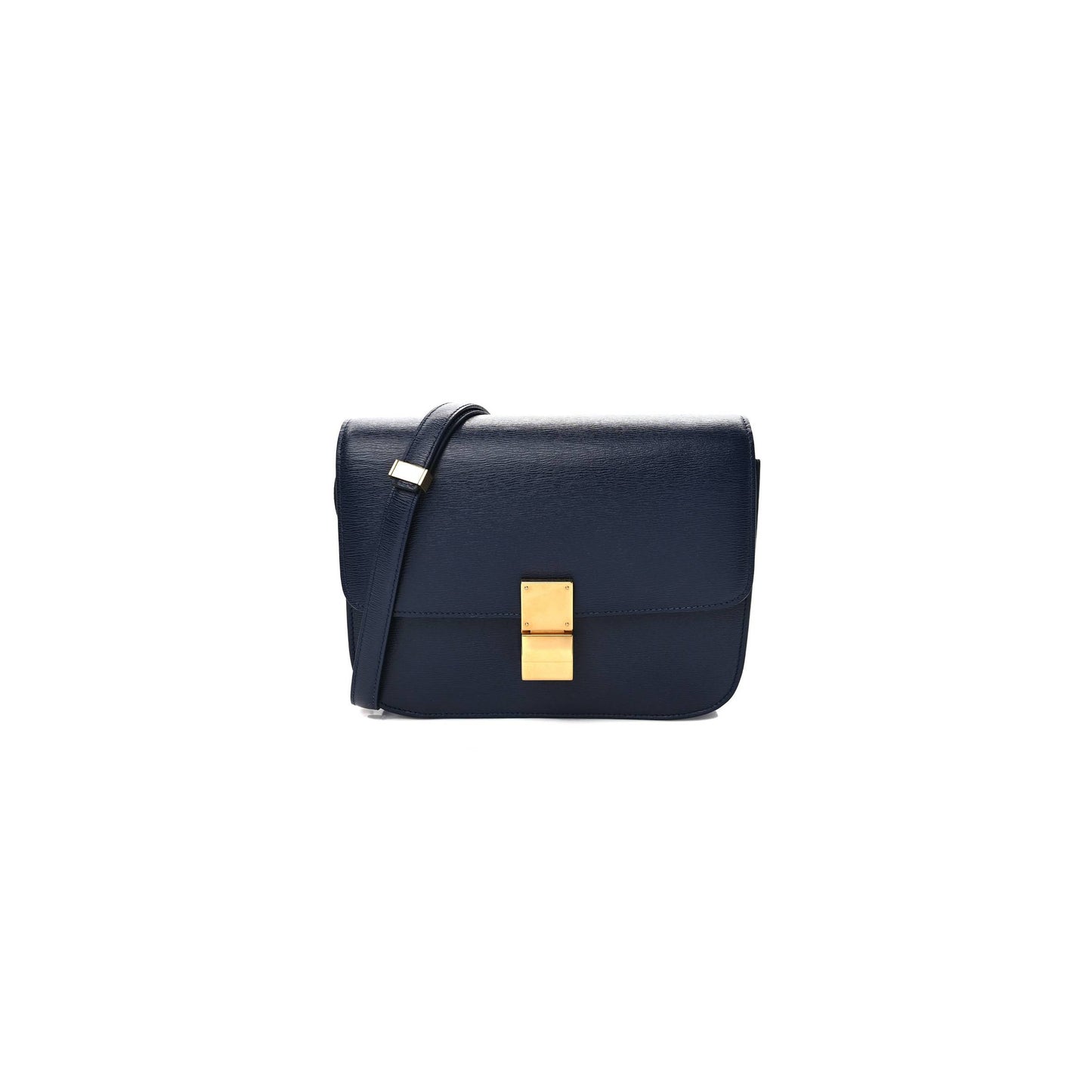 Ce1i*e liege calfskin medium classic box flap bag dark blue (23*18*6cm)