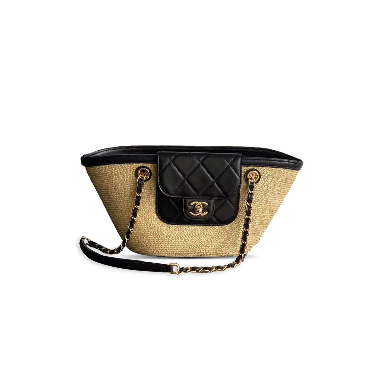 Ch**el large woven basket shopping bag (39*22*14cm)