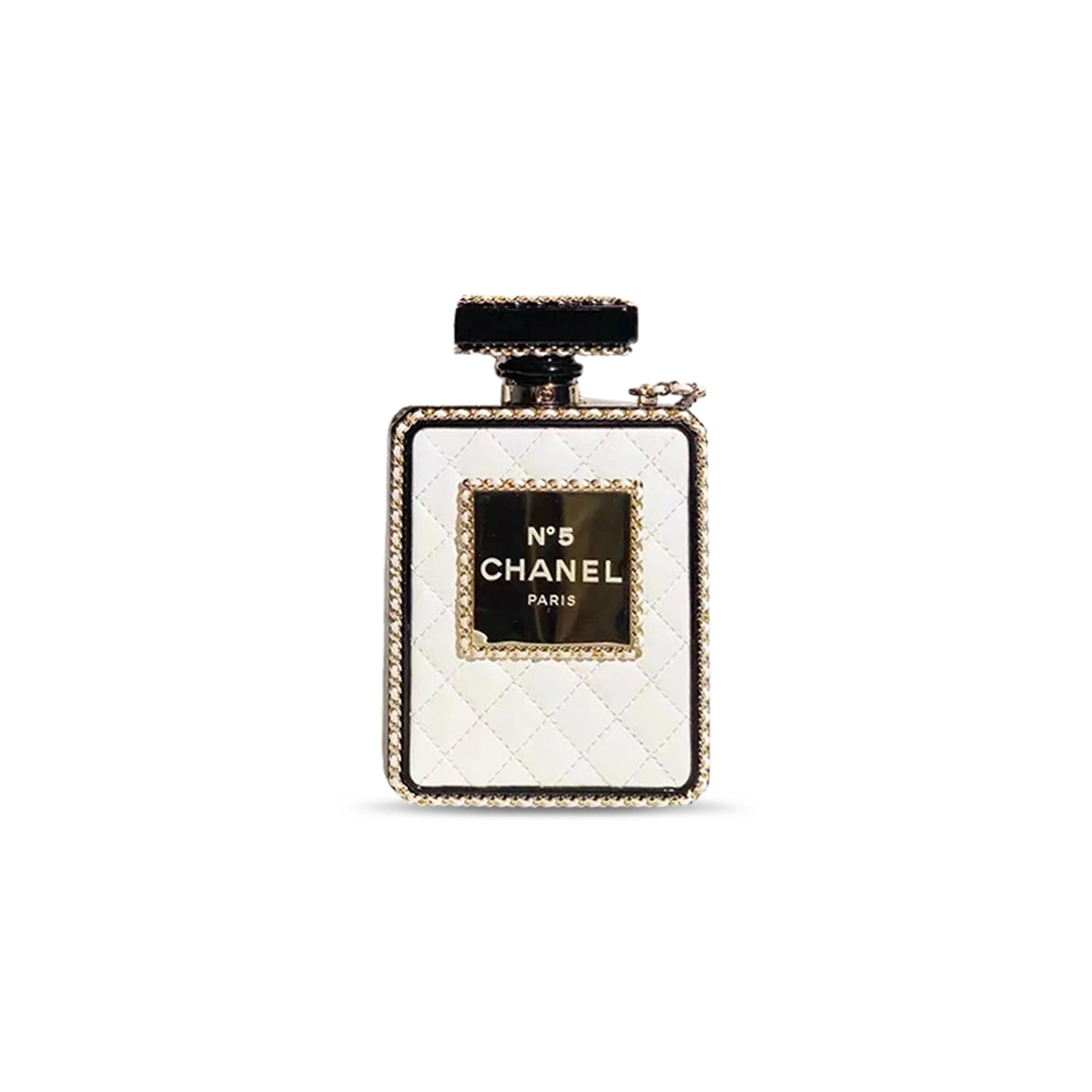 Ch**el master leather perspex perfume bottle minaudiere bag as3263 (16*9*3.5cm)