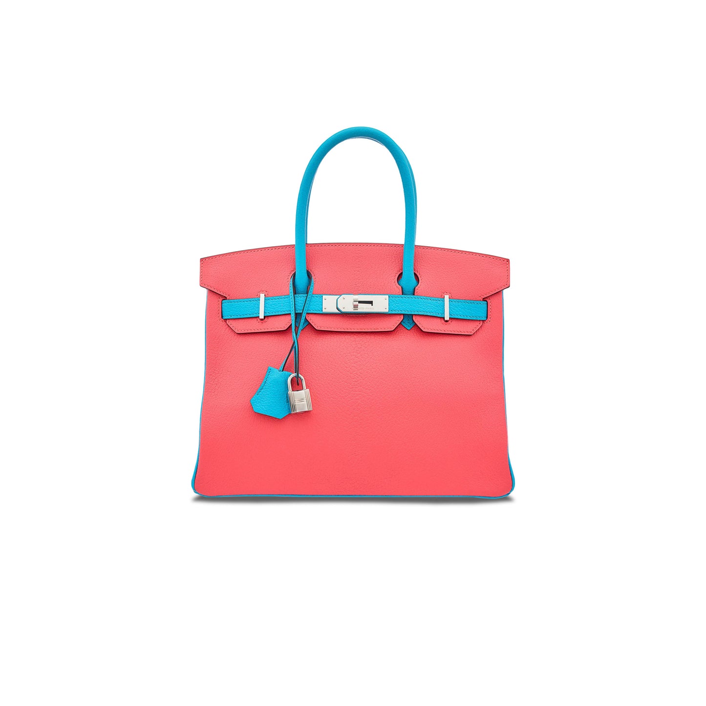 H**mes birkin 30 epsom lipstick pink and macaroon blue silver buckle h028369ck20 (30*23*15cm)