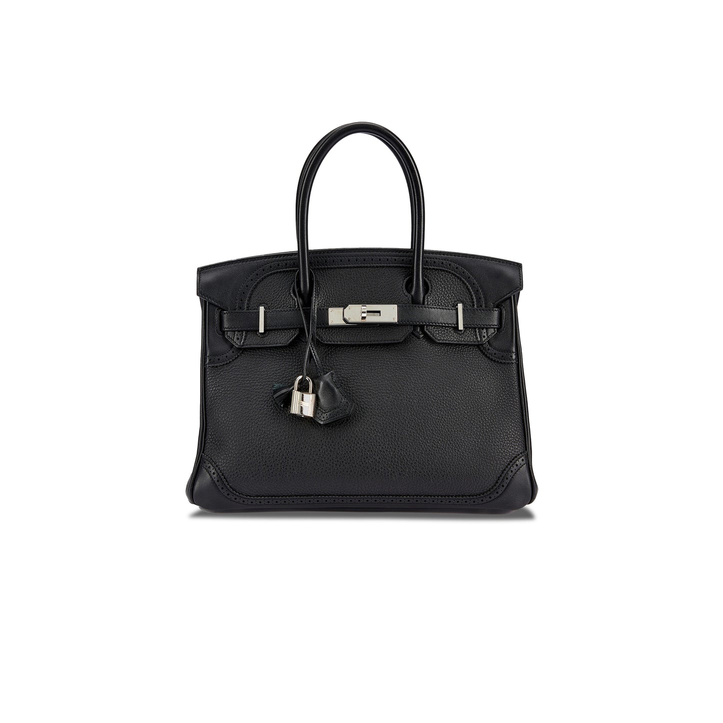 H**mes master birkin 30 wift with togo leather black silver buckle bag 195482 (30*22*15cm)