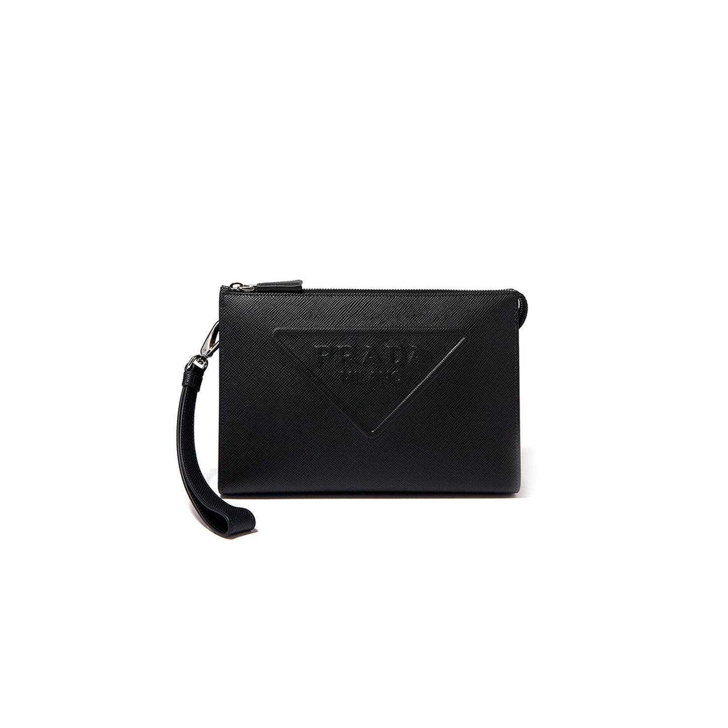 Pra*a embossed logo pouch in saffiano-leather 2vf039 (25*17*5cm)