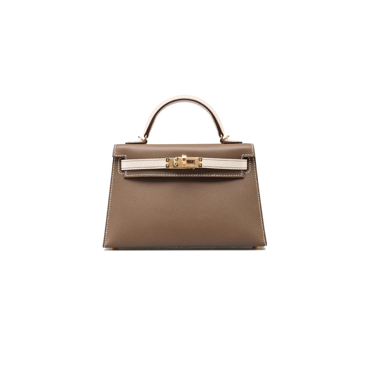 H**mes mini kelly 20 ii etoupe craei veau epsom with brushed gold hardware (19*12*5.5cm)