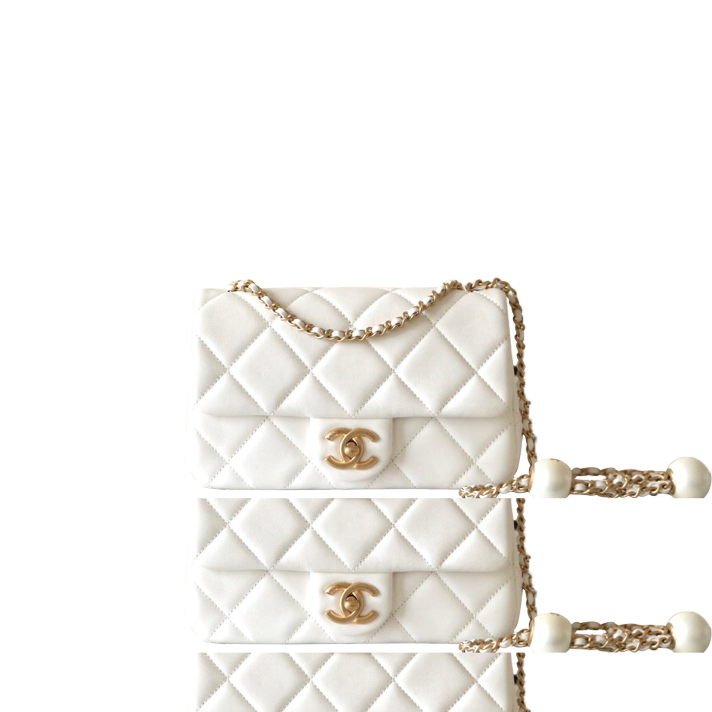 Ch*el master double pearl large mini white (20.5*13*6.5cm)