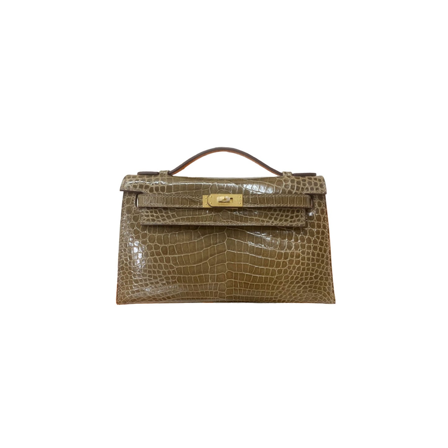 H**mes master mini kelly crocodile leather gold buckle (22*14*7cm)
