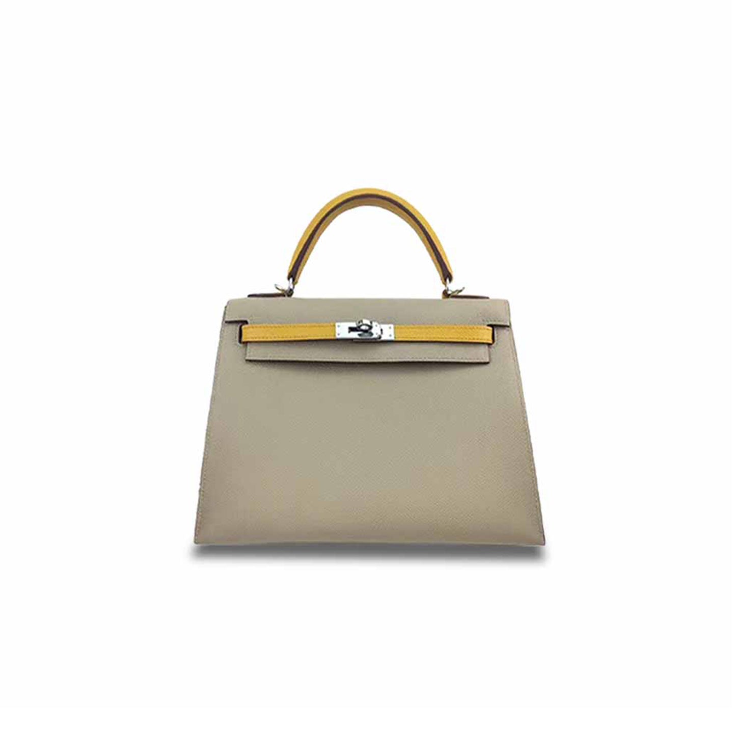 H**mes kelly 25 epsom trench coat gray and amber yellow (25*17*7cm)