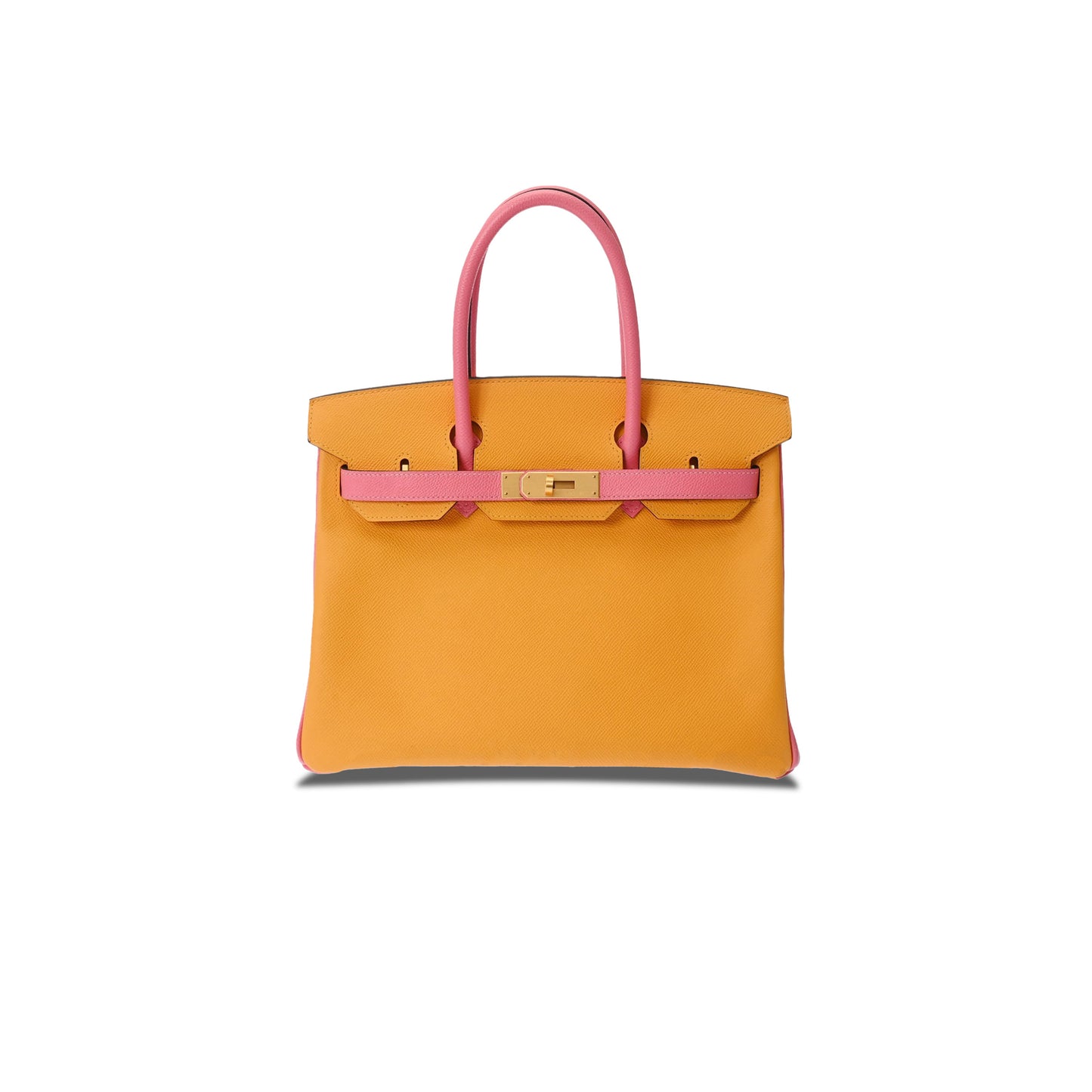H**mes birkin 25 epsom amber lipstick powder gold buckle bag h028369ck76 (25*18*13cm)