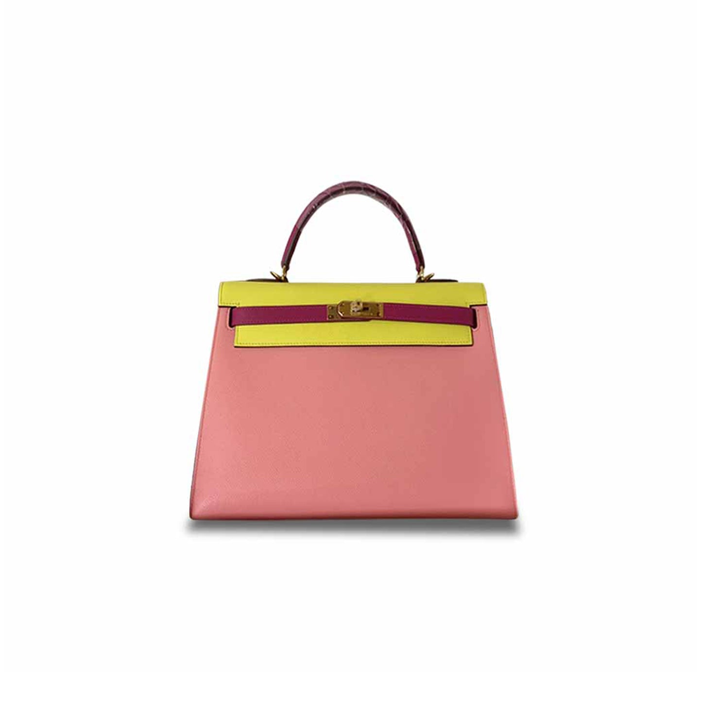 H**mes master kelly epsom 32 cherry pink rose purple lemon gold buckle (32*23*10.5cm)