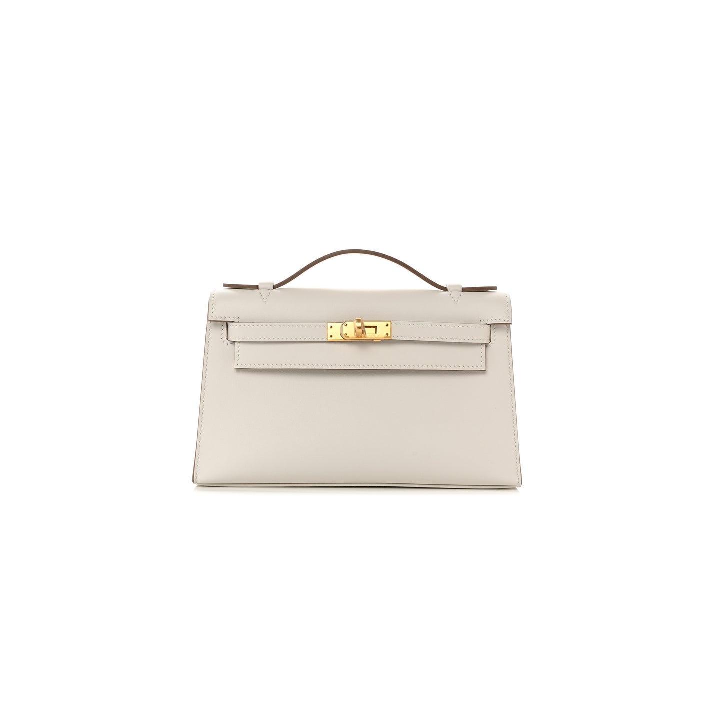 H**mes master swift kelly pochette clutch milkshake white gold buckle(22*14*7cm)