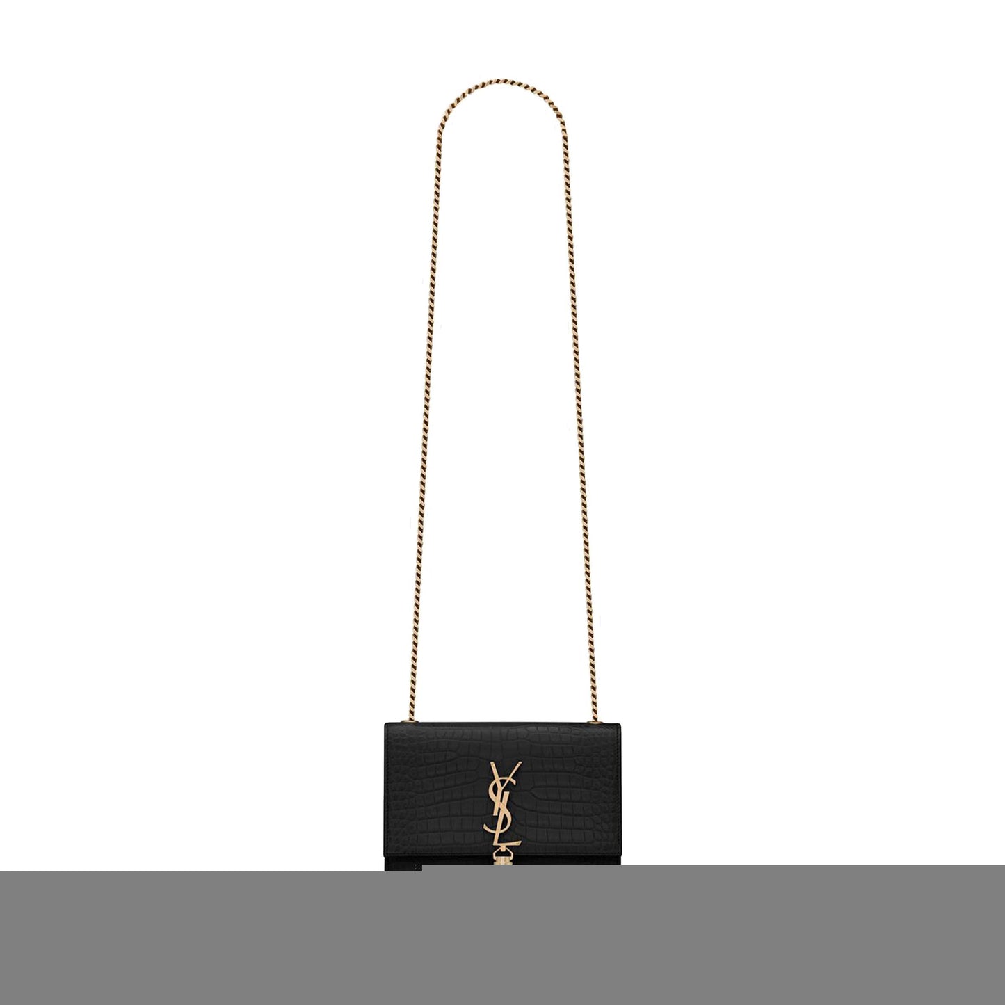 Y*L kate small chain bag with tassel in crocodile-embossed shiny leather 474366dnd0j1000 (20*12.5*5cm)