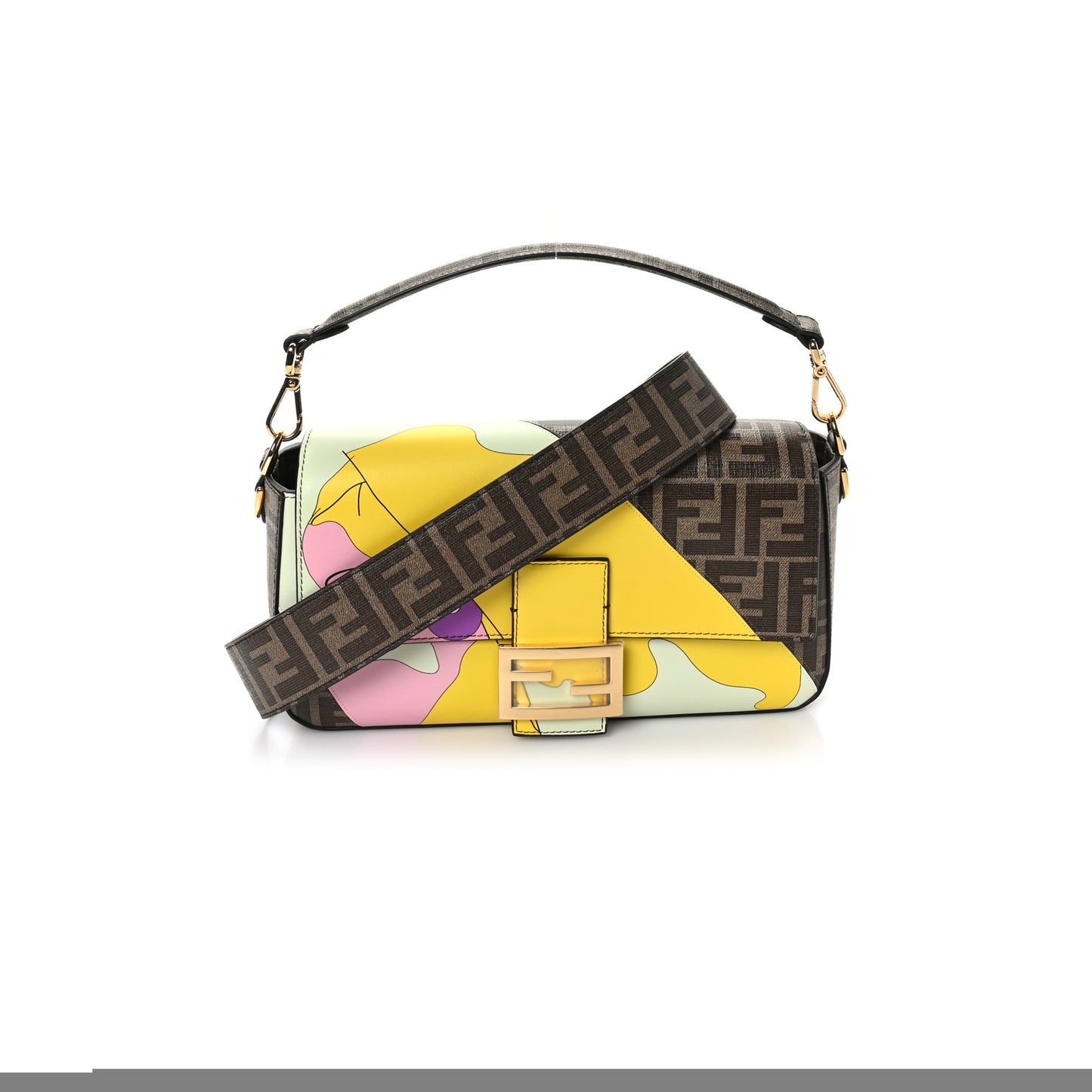 F**di glazed fabric ff 1974 hairdo girls inlay baguette mogano panna multicolor (27*15*6cm)