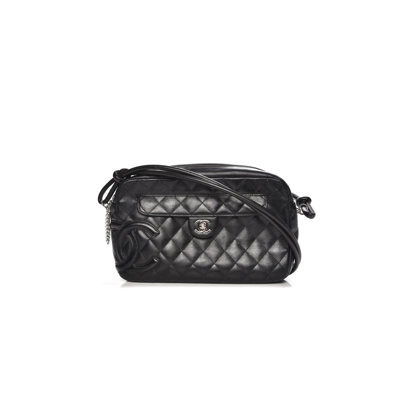 Ch**el calfskin quilted cambon camera case black 222459 (27*16.5*6cm)