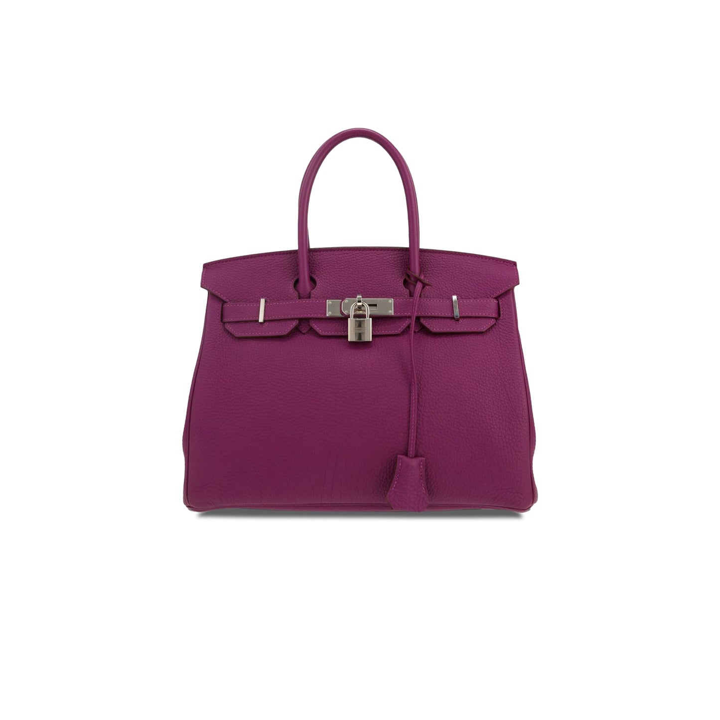 H**mes master birkin 30 togo leather rose purple silver buckle 26599473 (30*23*15cm)