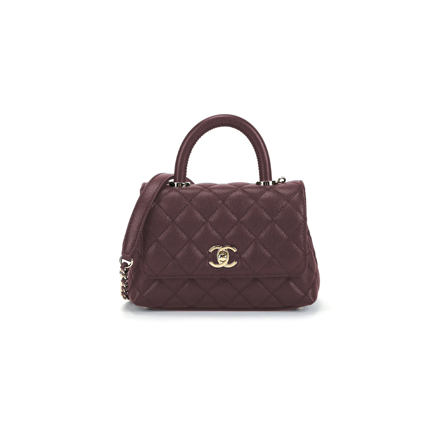 Ch*el master caviar quilted mini coco handle claret as2215 (19*13*9cm)