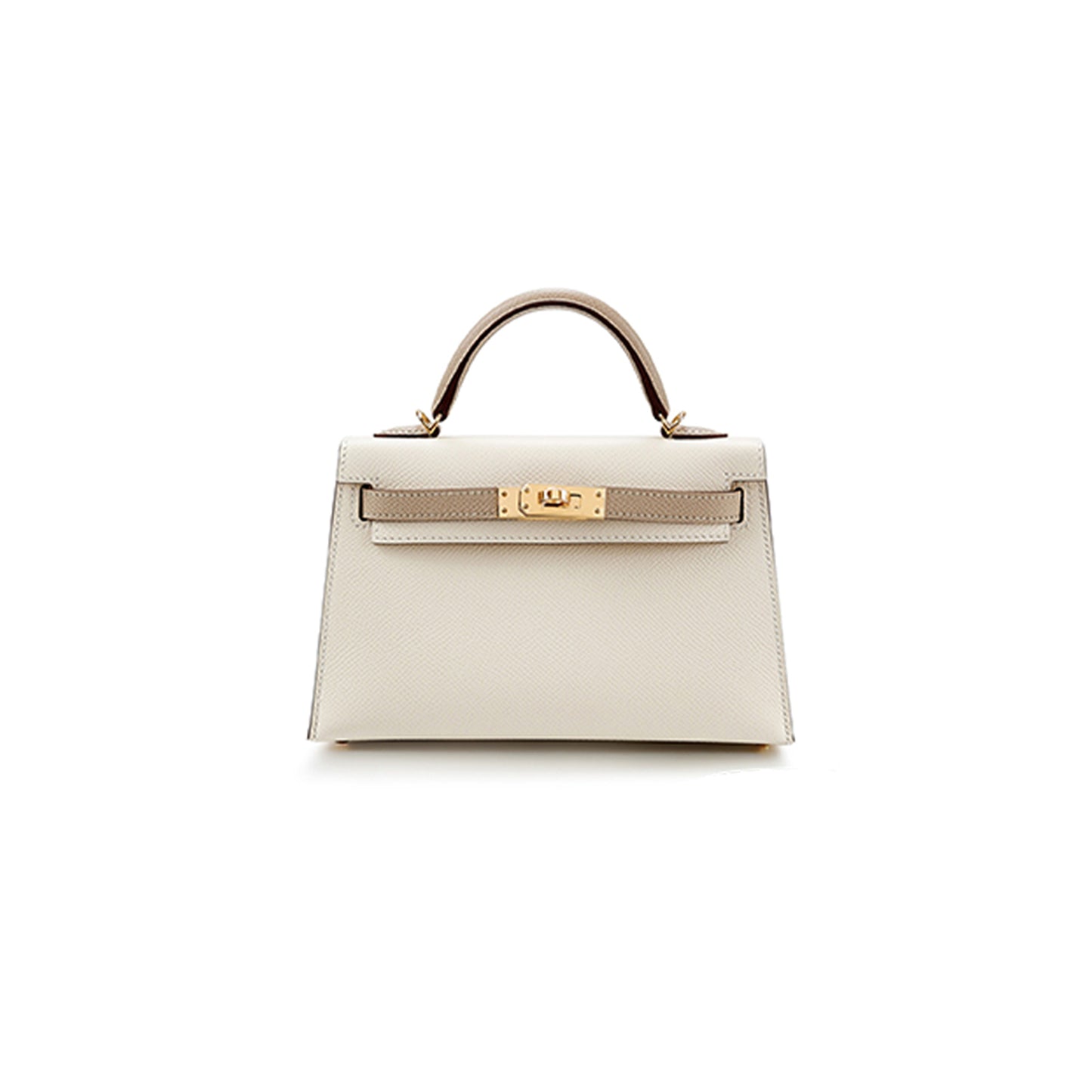 H**mes mini kelly ii epsom cream white windbreaker gray gold hardware (19*12*5.5cm)