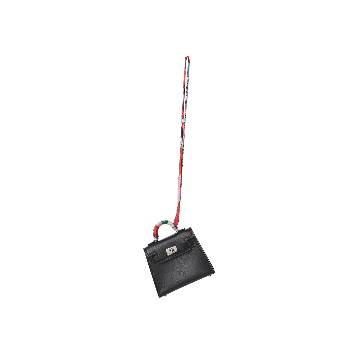 H**mes tadelakt mini kelly twilly bag charm black (3*3cm)