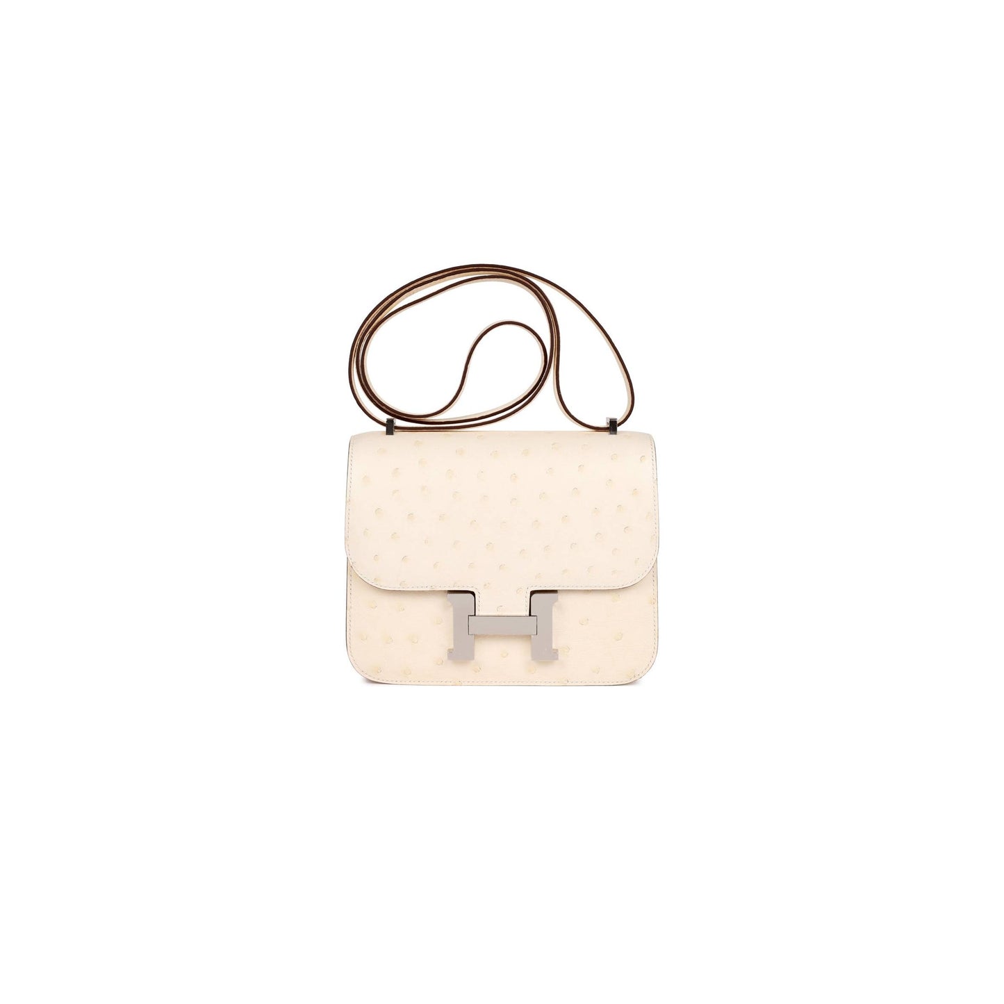 H**mes constance 18 nata ostrich palladium hardware 39857367875678 (18cm)