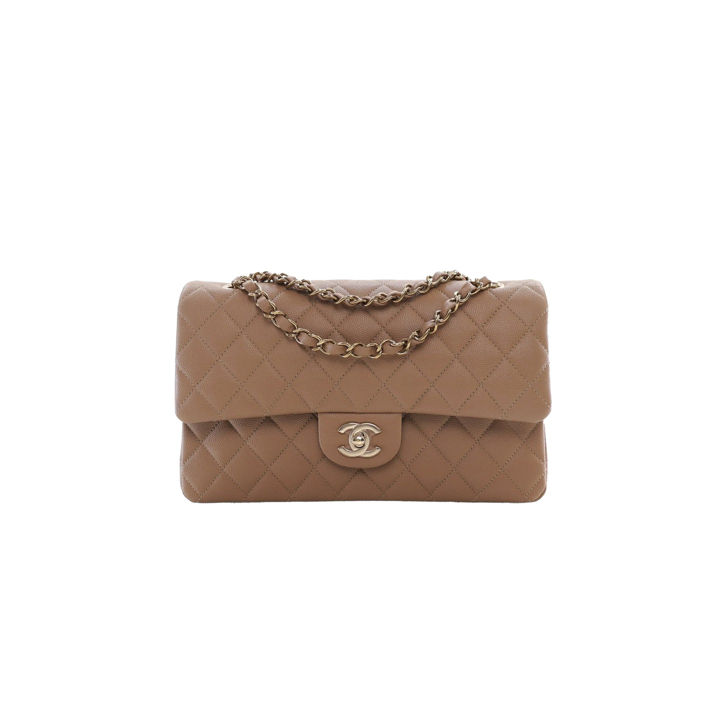 Ch*el classic flap medium taupe caviar as1112 (25*15*6cm)