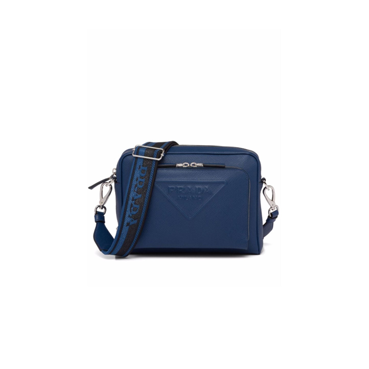 Pra*a logo-embossed saffiano leather bag in bluette 2vh152 (24*18*6cm)