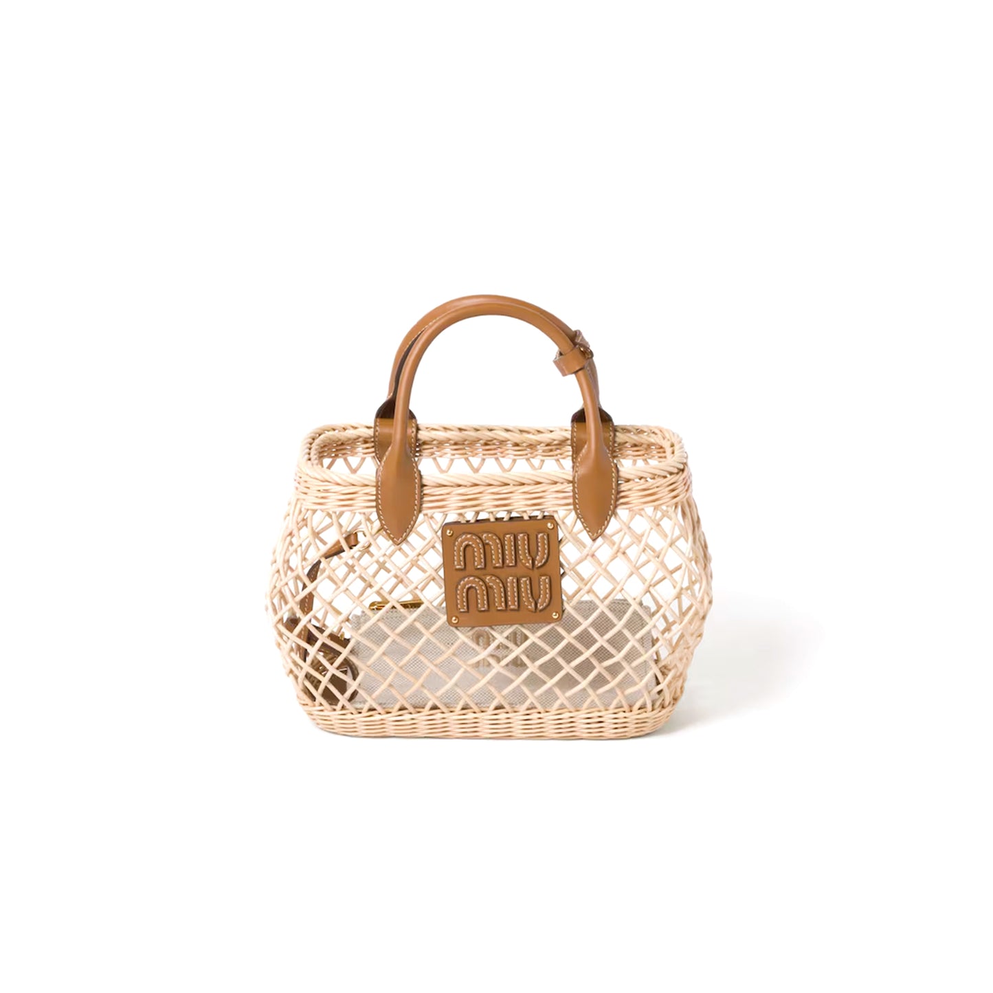 M1v M1v woven fabric handbag with leather trim 5ba286 (23.5*18*9cm)