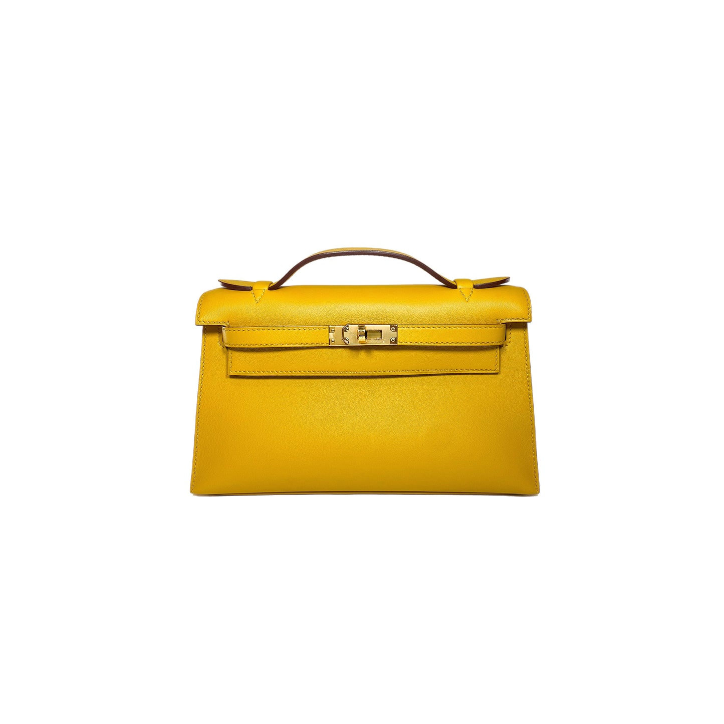 H**mes master kelly pochette jaune ambre swift gold hardware (22*14*7cm)