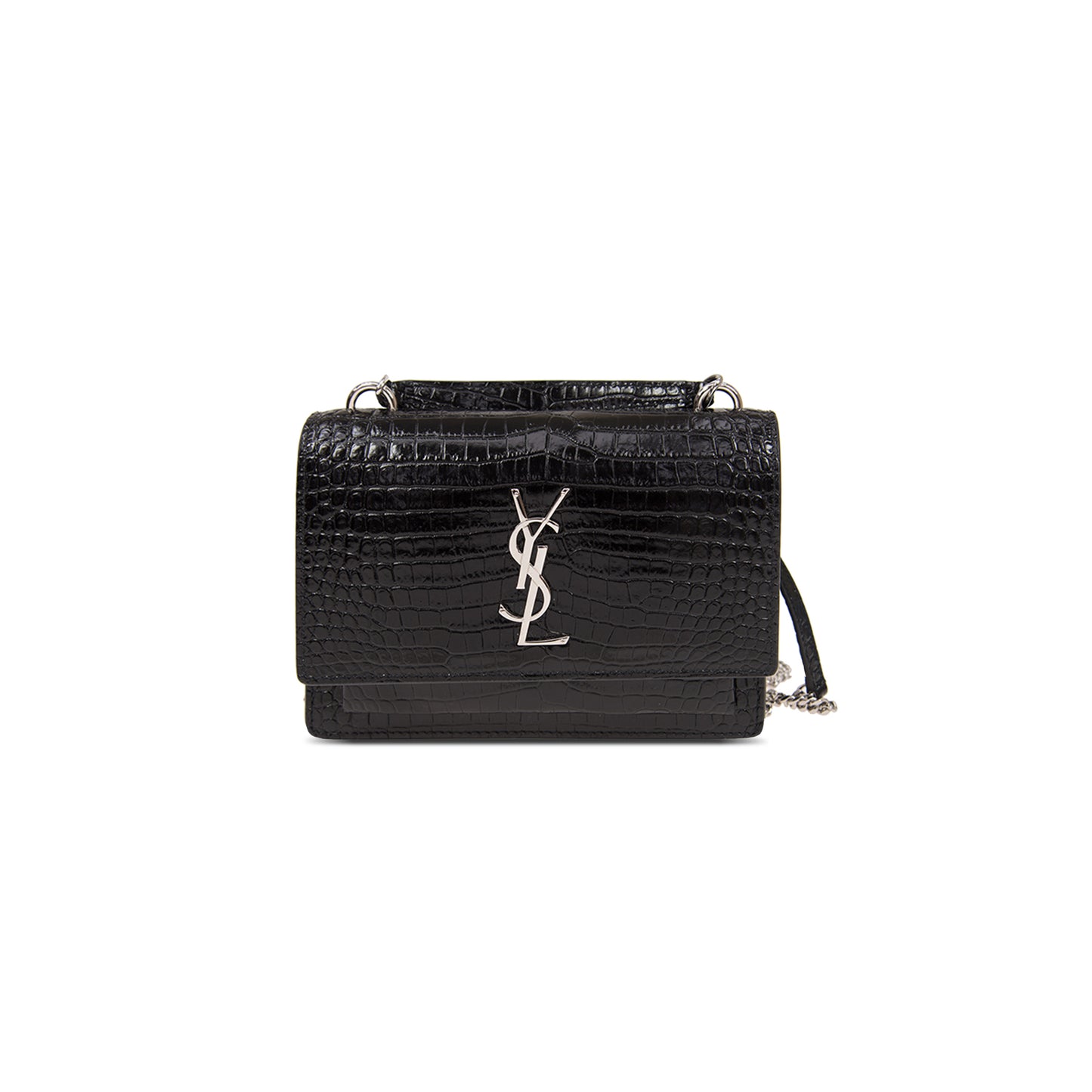 Y*L sunset chain wallet in crocodile-embossed shiny leather 533026dnd1n1000 (19*14*5.5cm)